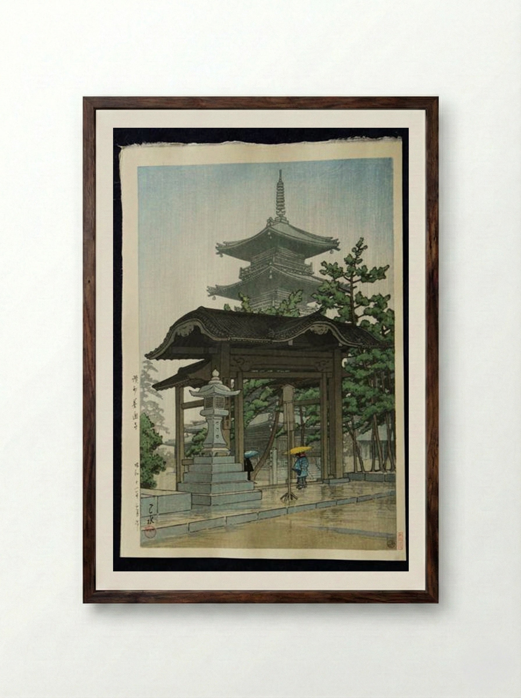 Zentsu Temple in Sanshu - Hasui Kawase - Framed Print Dark Wood