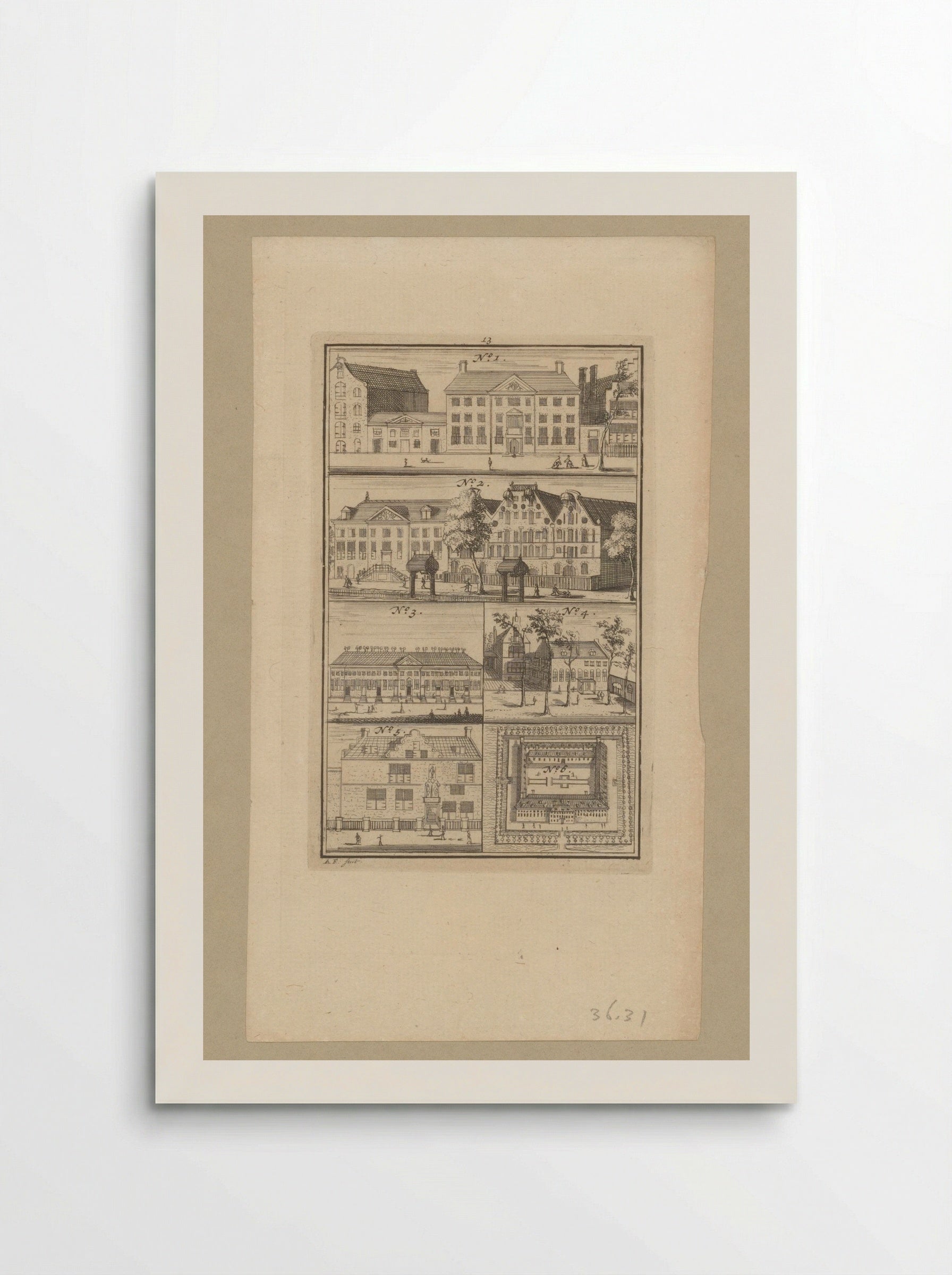 Zes verschillende gebouwen te Amsterdam - Anna Folkema - Poster