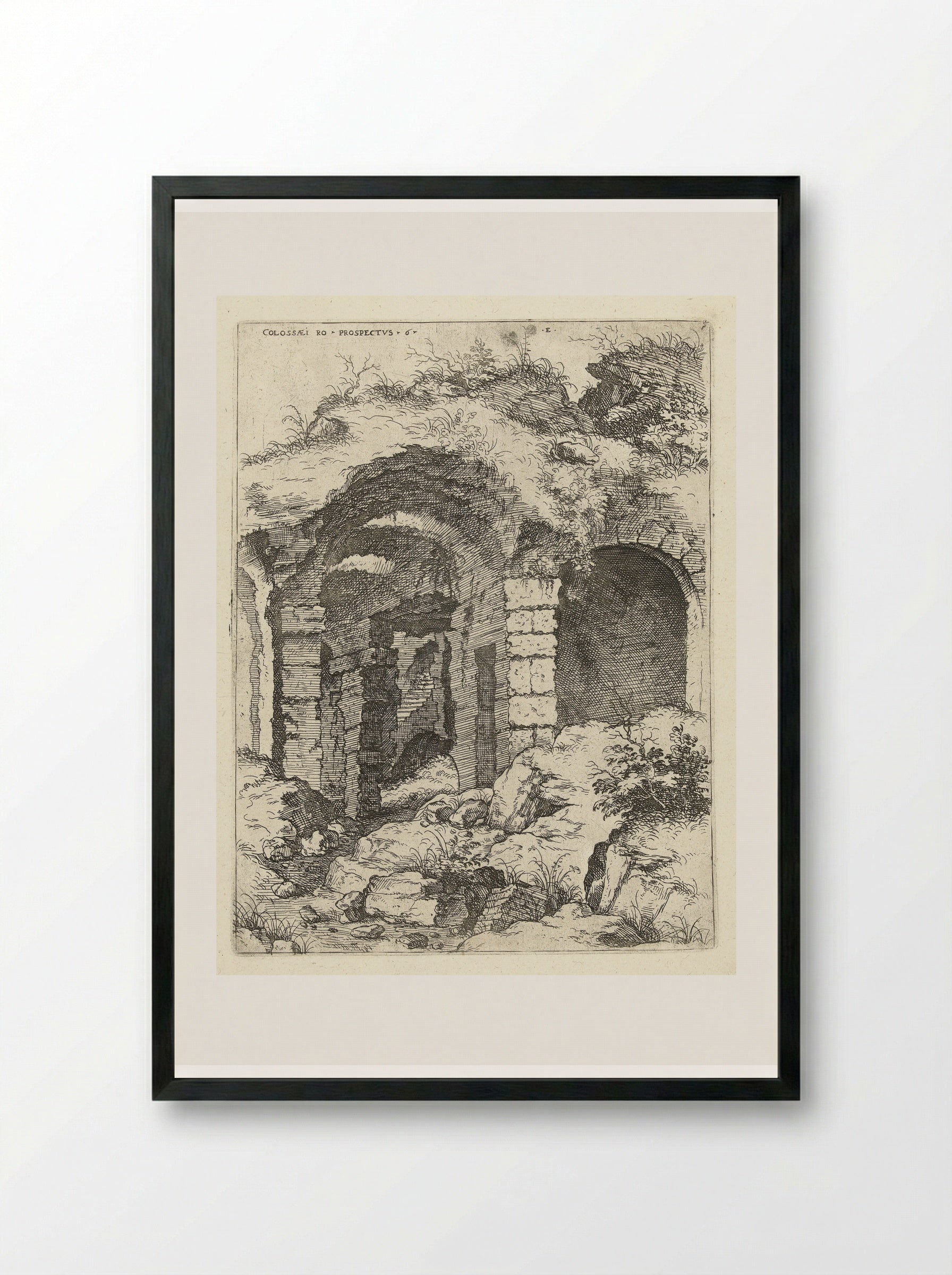 Zesde gezicht op het Colosseum te Rome - Hieronymus Cock - Framed Print Black