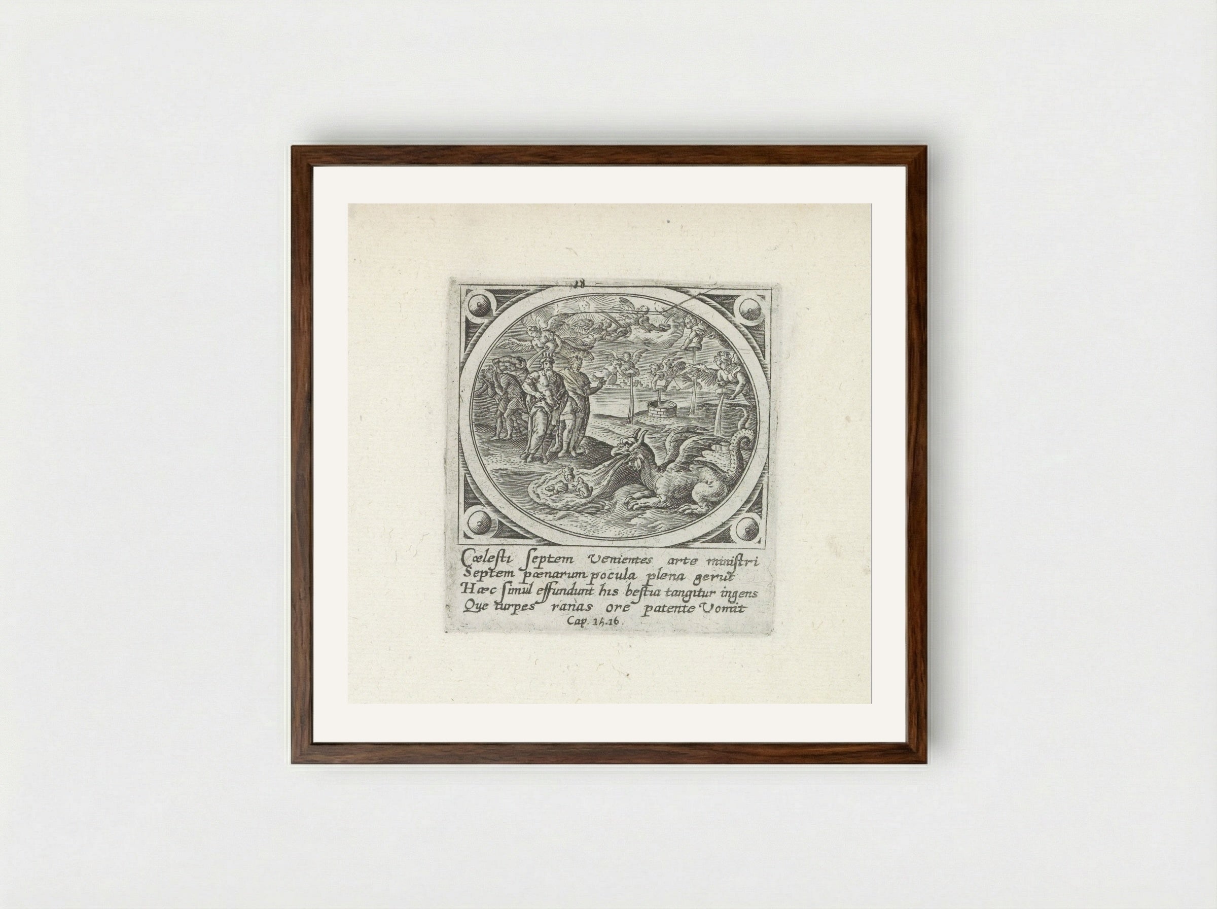 Zeven plagen - Gerard de Jode - Framed Print Dark Wood