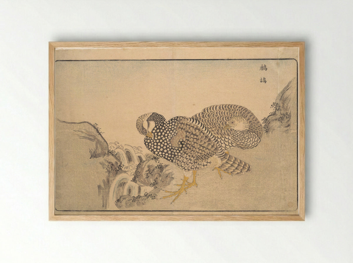Zhe gu (Partridges) - Kuwagata Keisai - Framed Print Wood