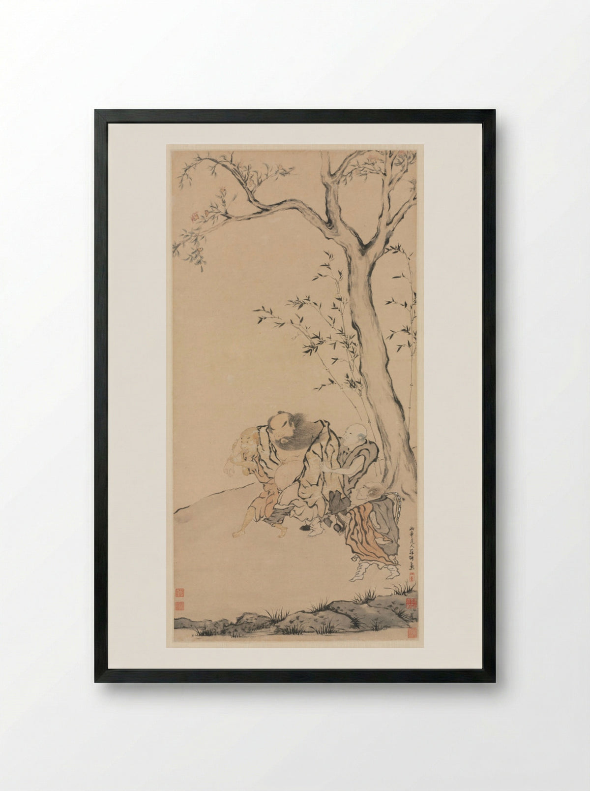 Zhong Kui Supported by Ghosts - Luo Ping - Framed Print Black