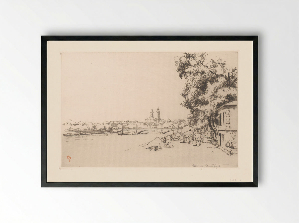 Zicht op de Pont d'Alma in Parijs - Eugène Béjot - Framed Print Black