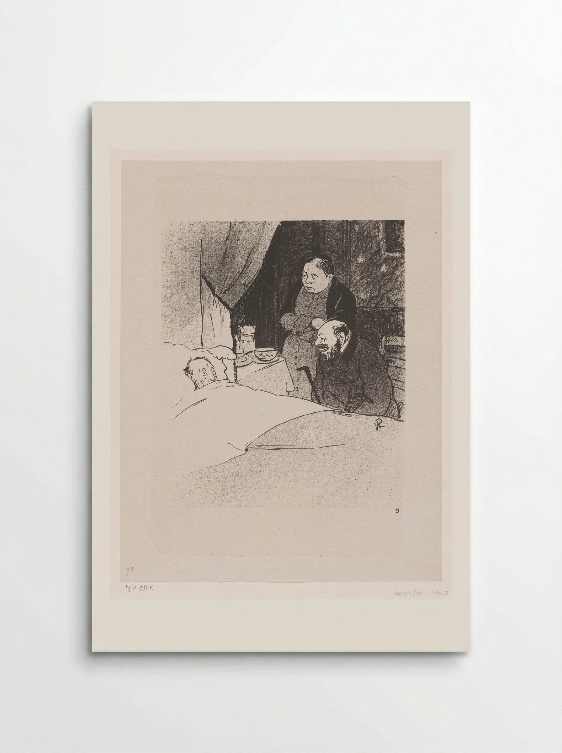Zieke man in bed - Hermann-Paul - Poster
