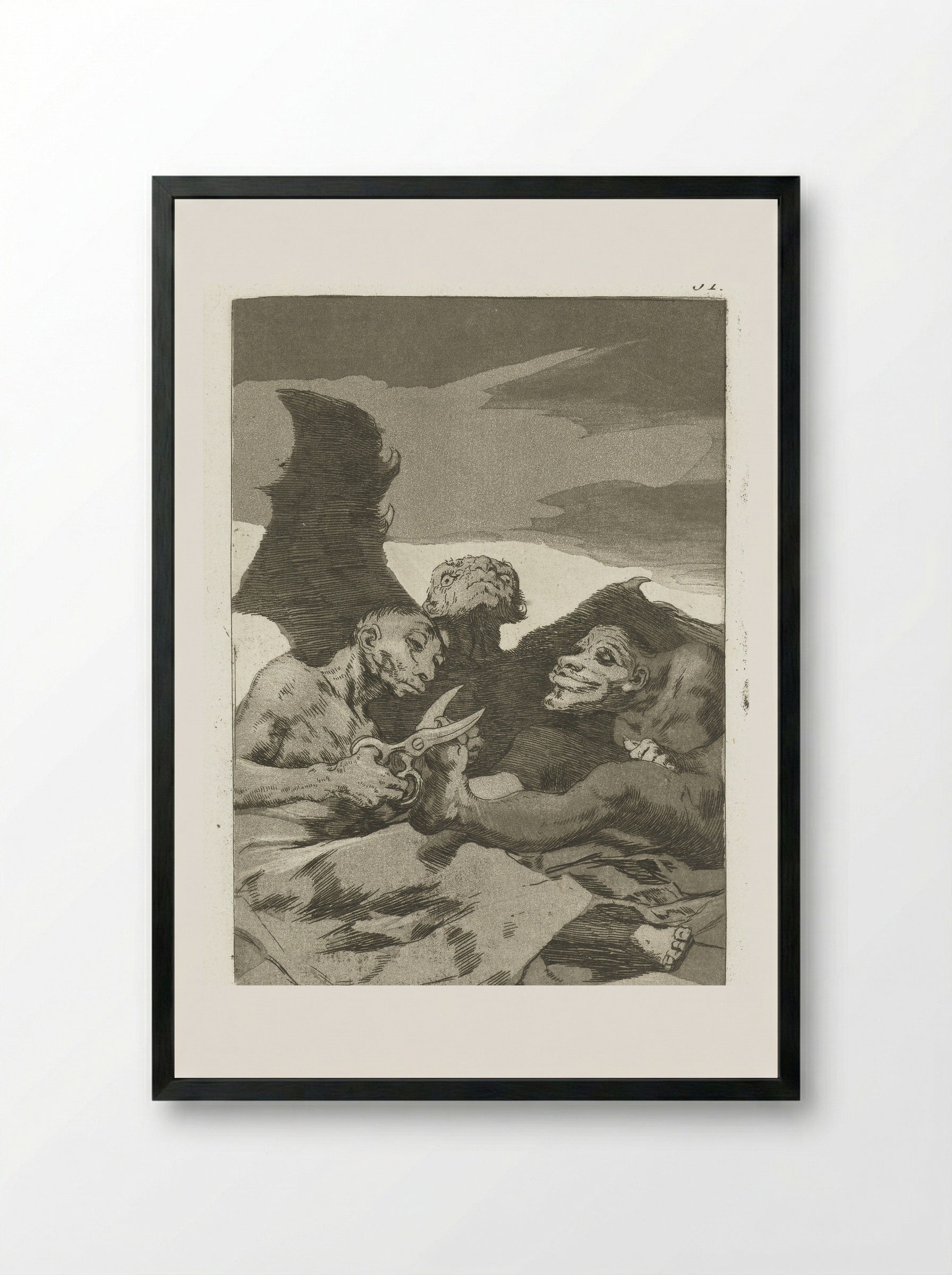 Zij knappen zich op (They Spruce Themselves Up) - Francisco de Goya - Framed Print Black
