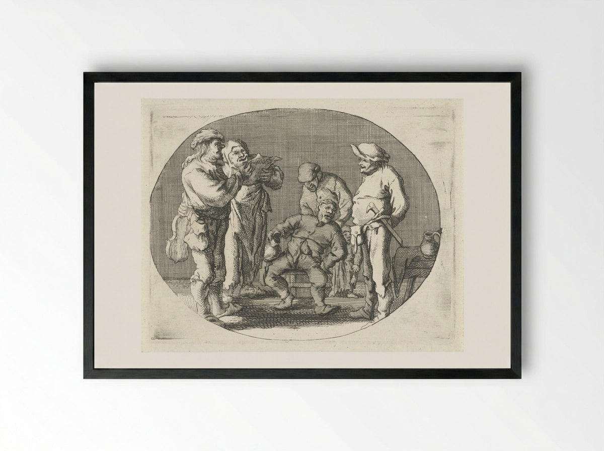 Zingend boerengezelschap (Singing Peasant Company) - Cornelis A. Hellemans - Framed Print Black