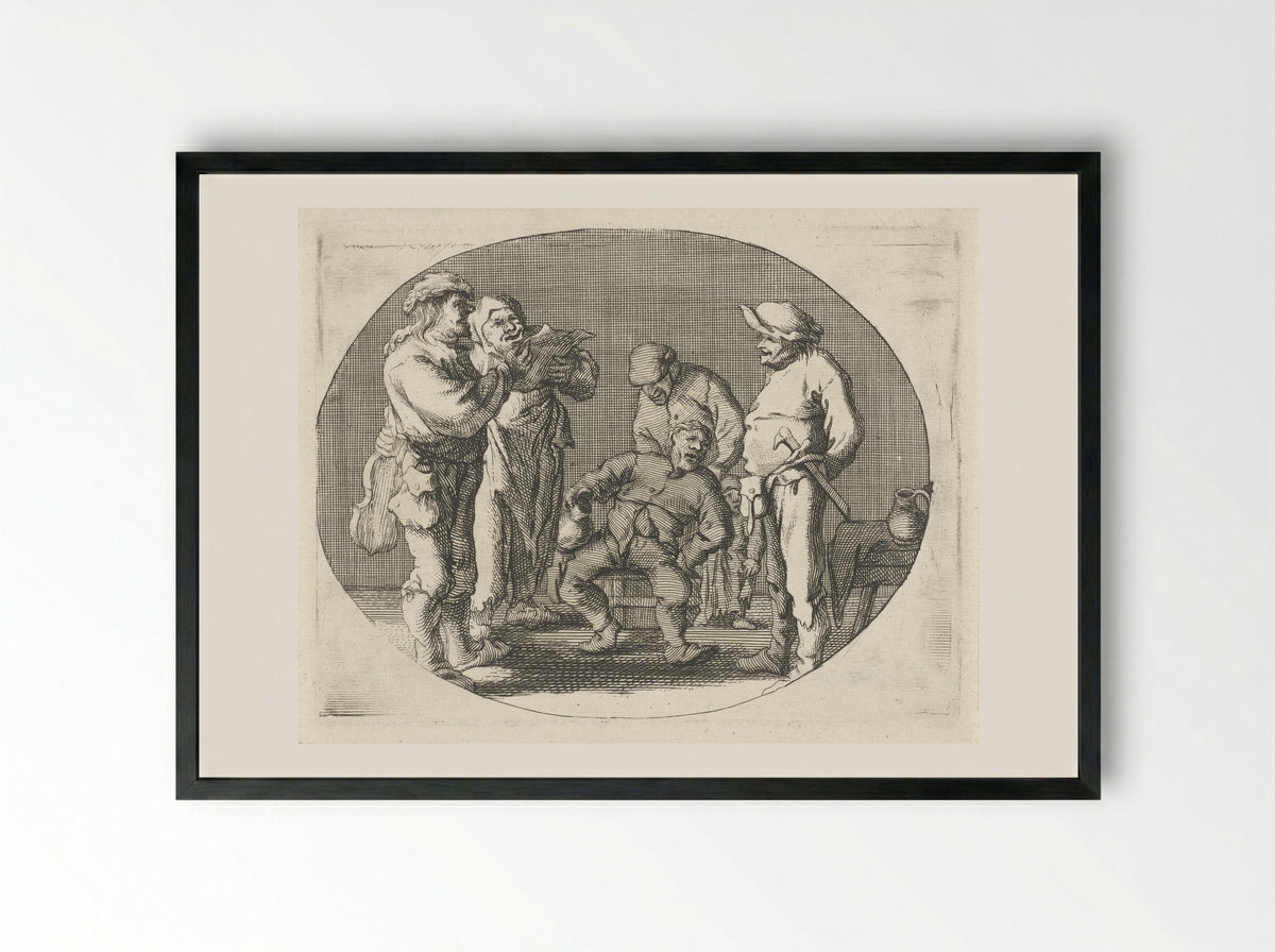 Zingend boerengezelschap (Singing Peasant Company) - Cornelis A. Hellemans - Framed Print Black