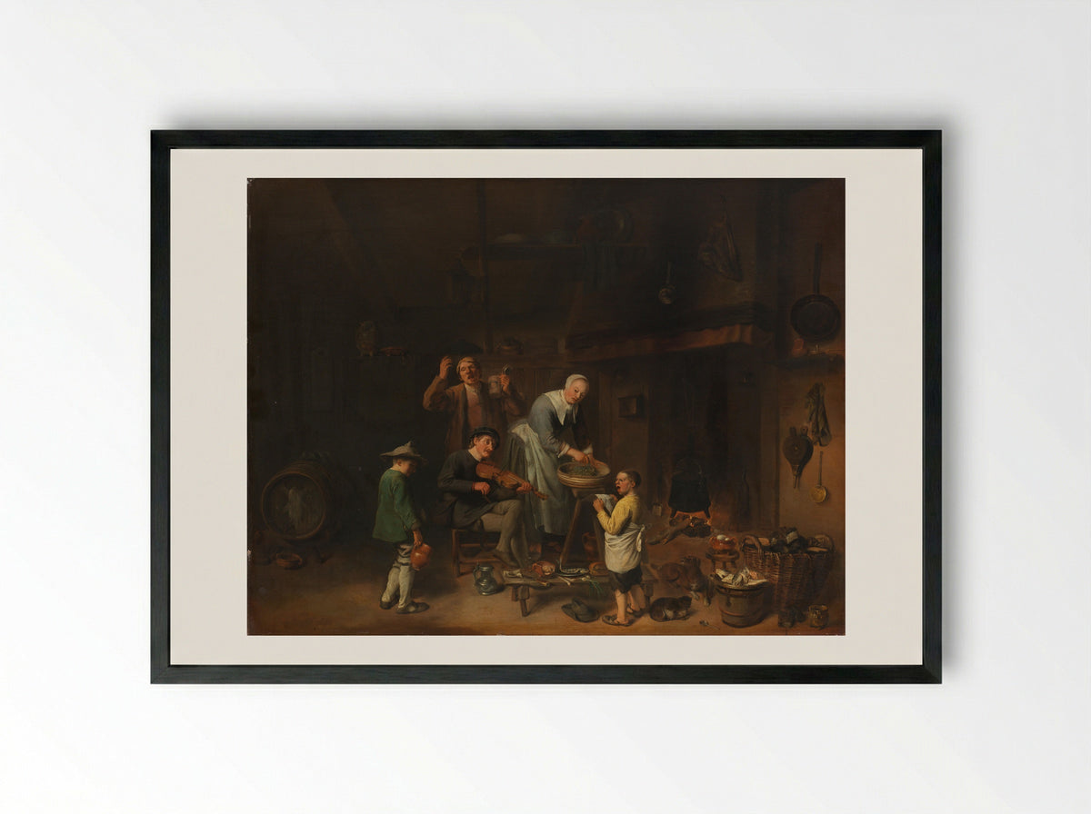 Zingende boerenfamilie (Singing Peasant Family) - Pieter Duyfhuysen - Framed Print Black