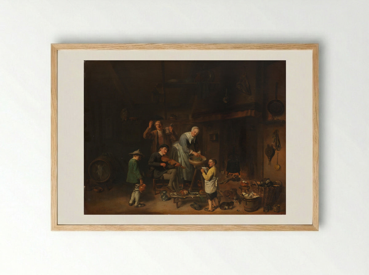 Zingende boerenfamilie (Singing Peasant Family) - Pieter Duyfhuysen - Framed Print Wood