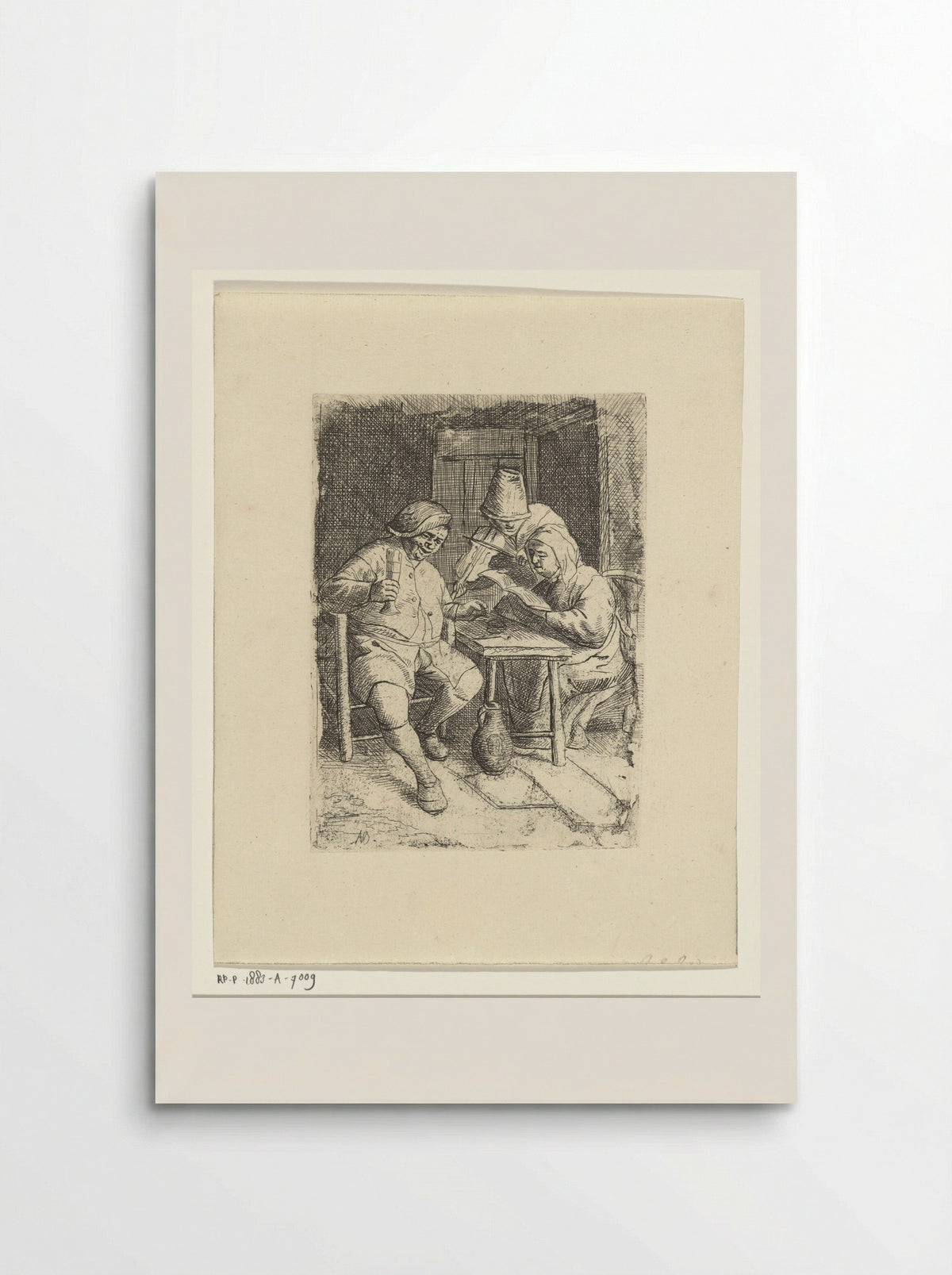 Zingende vrouw en een violist bij een drinker - Jacob Laurensz. van der Vinne - Poster