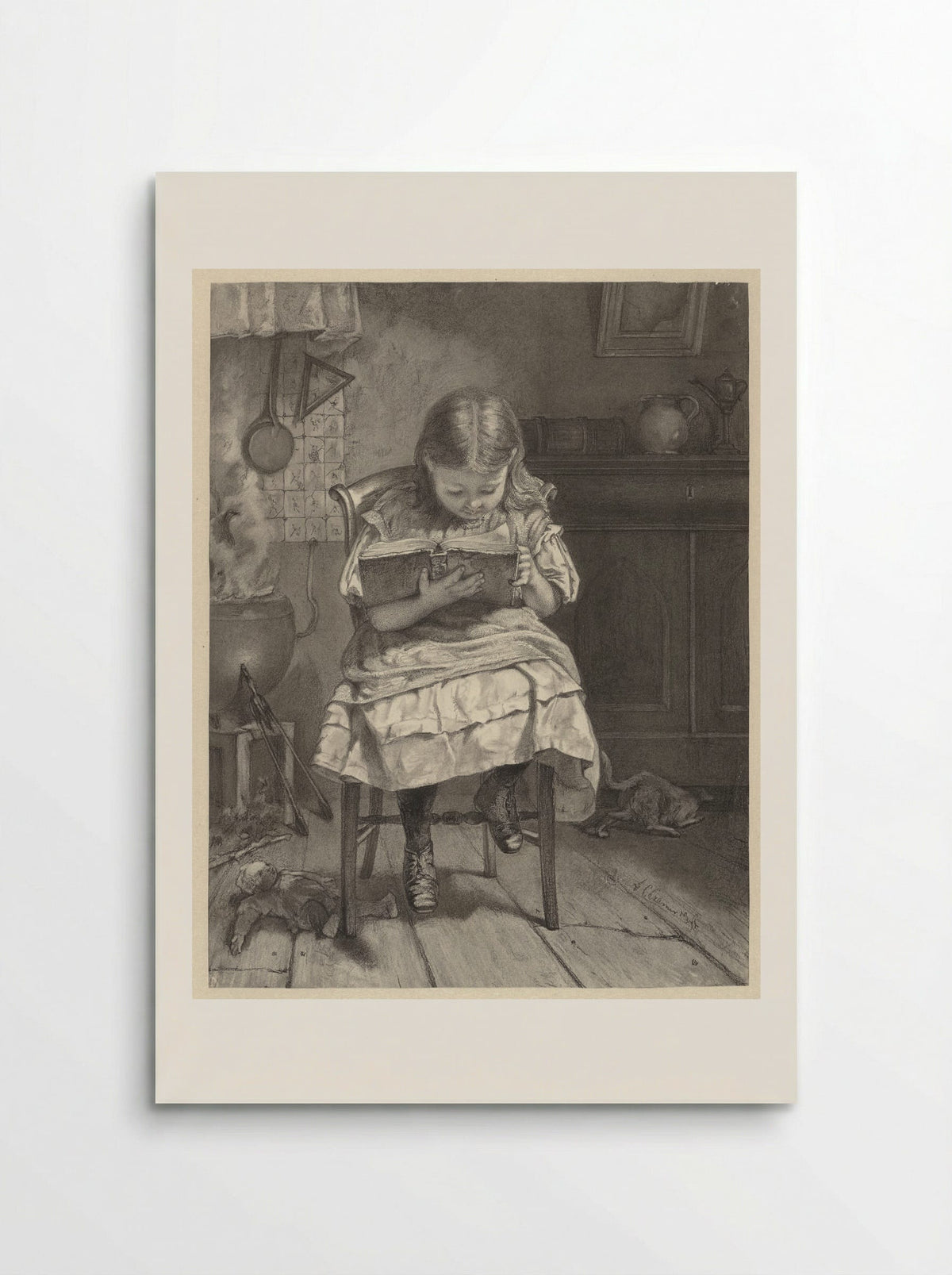 Zittend lezend meisje (Girl Reading) - Anthony Cornelis Cramer - Poster