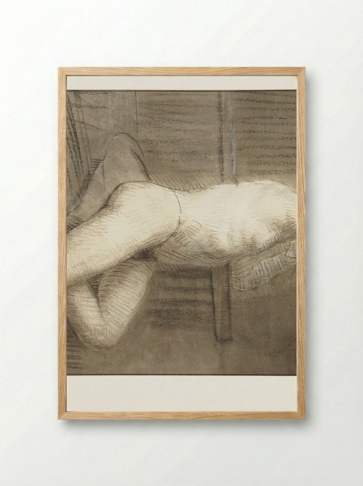 Zittend mannelijk naakt met opgeheven linkerarm - Constantijn à Renesse - Framed Print Wood