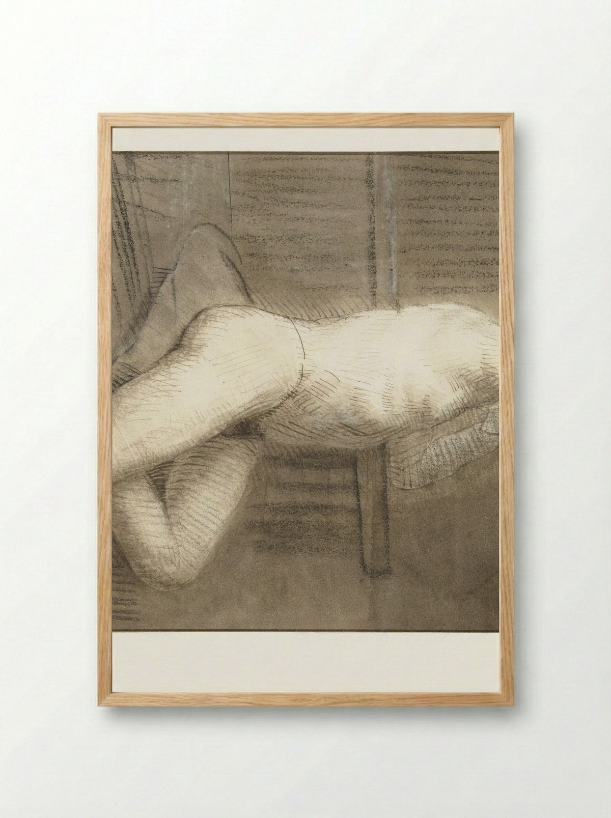 Zittend mannelijk naakt met opgeheven linkerarm - Constantijn à Renesse - Framed Print Wood