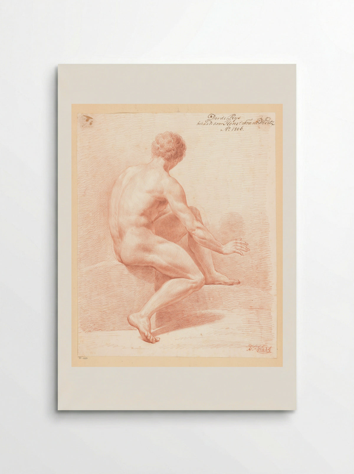 Zittend mannelijk naakt, op de rug gezien (3e prijs 1806) - Henricus Franciscus Wiertz - Poster
