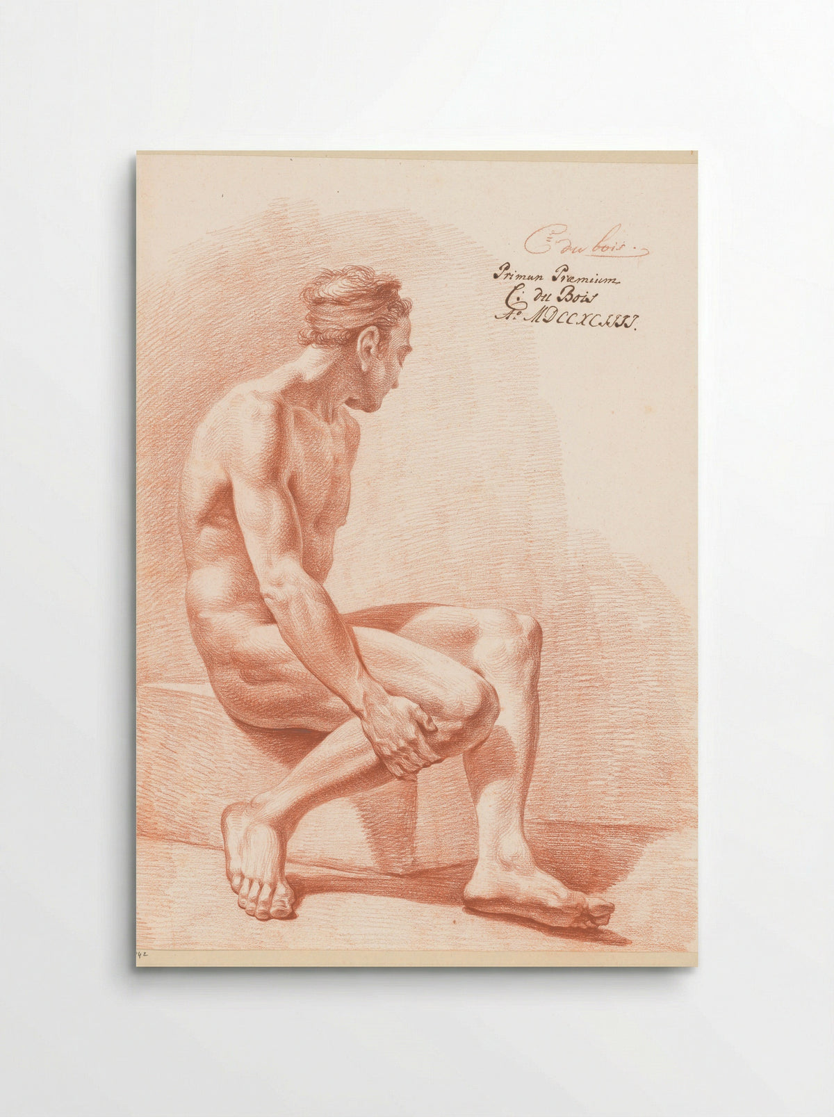 Zittend mannelijk naakt, van opzij gezien (1e prijs 1794) - Chrétien Dubois - Poster