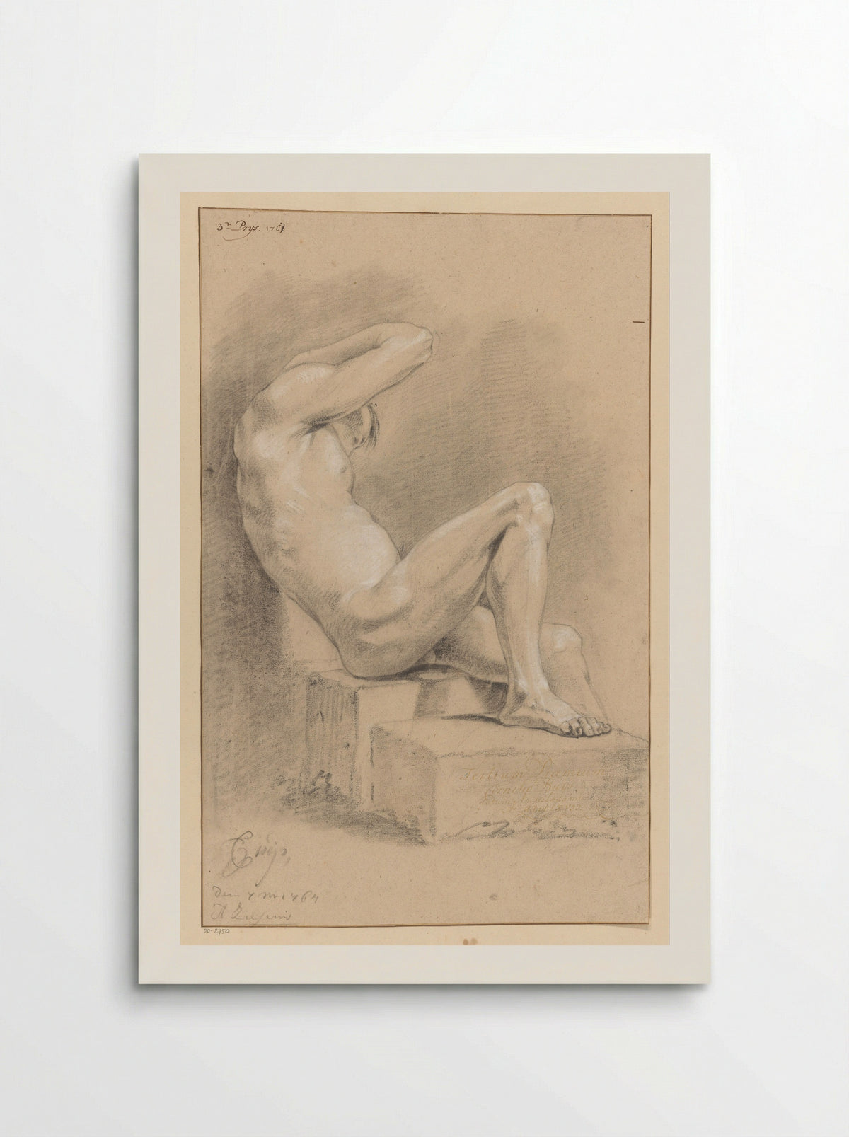 Zittend mannelijk naakt, van opzij gezien (3e prijs 1767) - Cornelis Buys - Poster