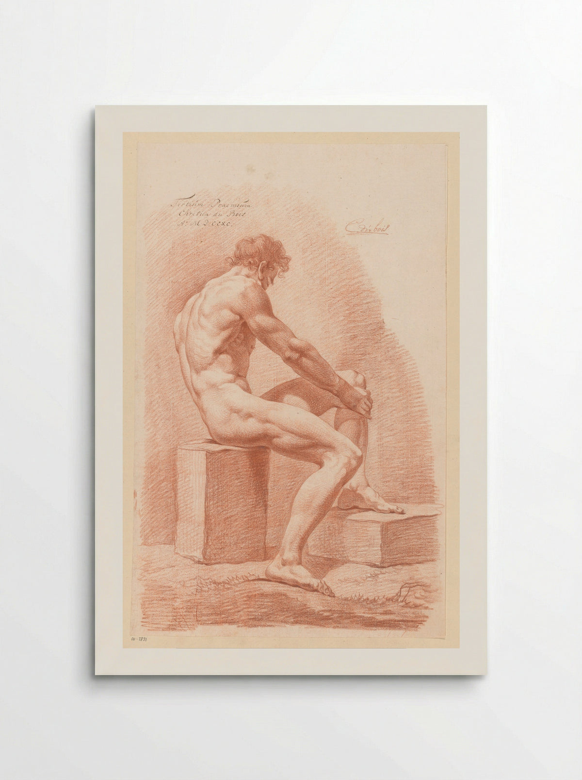 Zittend mannelijk naakt, van opzij gezien (3e prijs 1790) - Chrétien Dubois - Poster