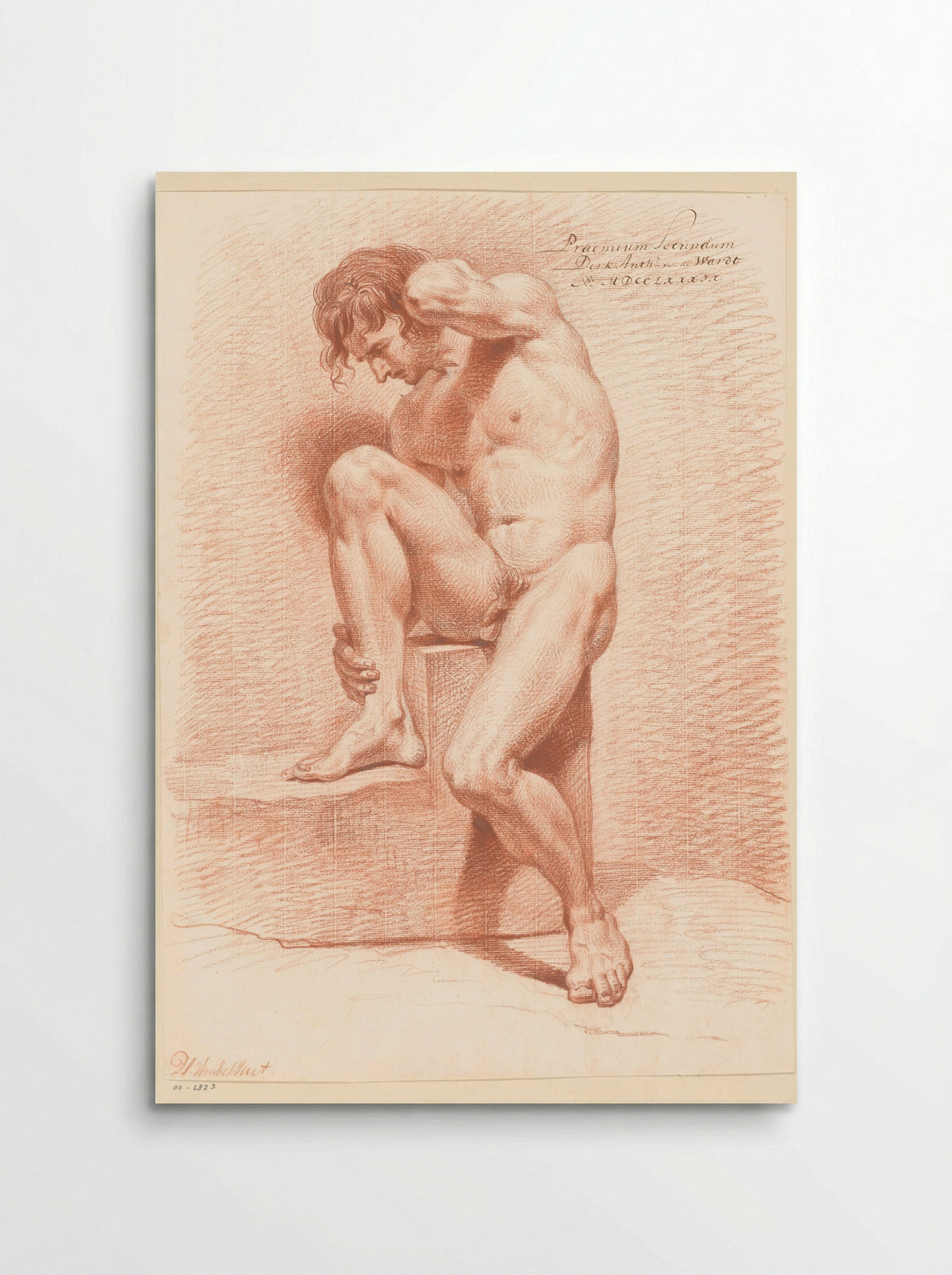 Zittend mannelijk naakt, van voren gezien (2e prijs 1789) - Derk Anthony van de Wart - Poster