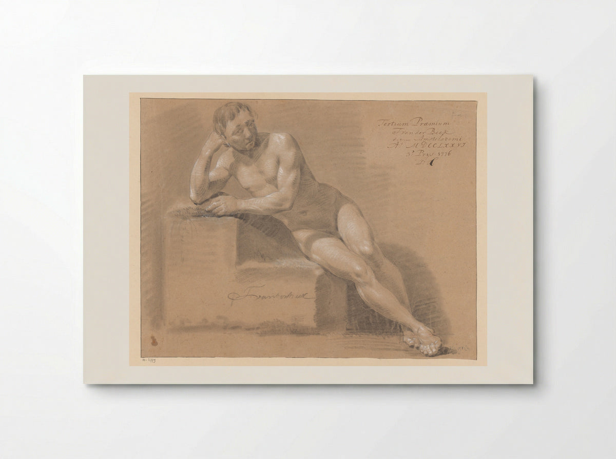 Zittend mannelijk naakt, van voren gezien (3e prijs 1776) - Jan Lucas van der Beek - Poster