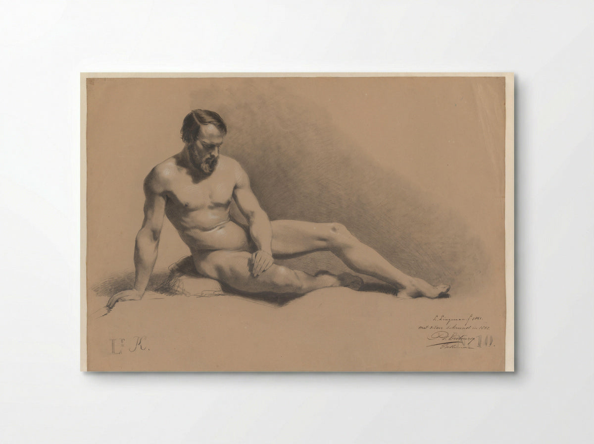 Zittend mannelijk naakt - Lambertus Lingeman - Poster