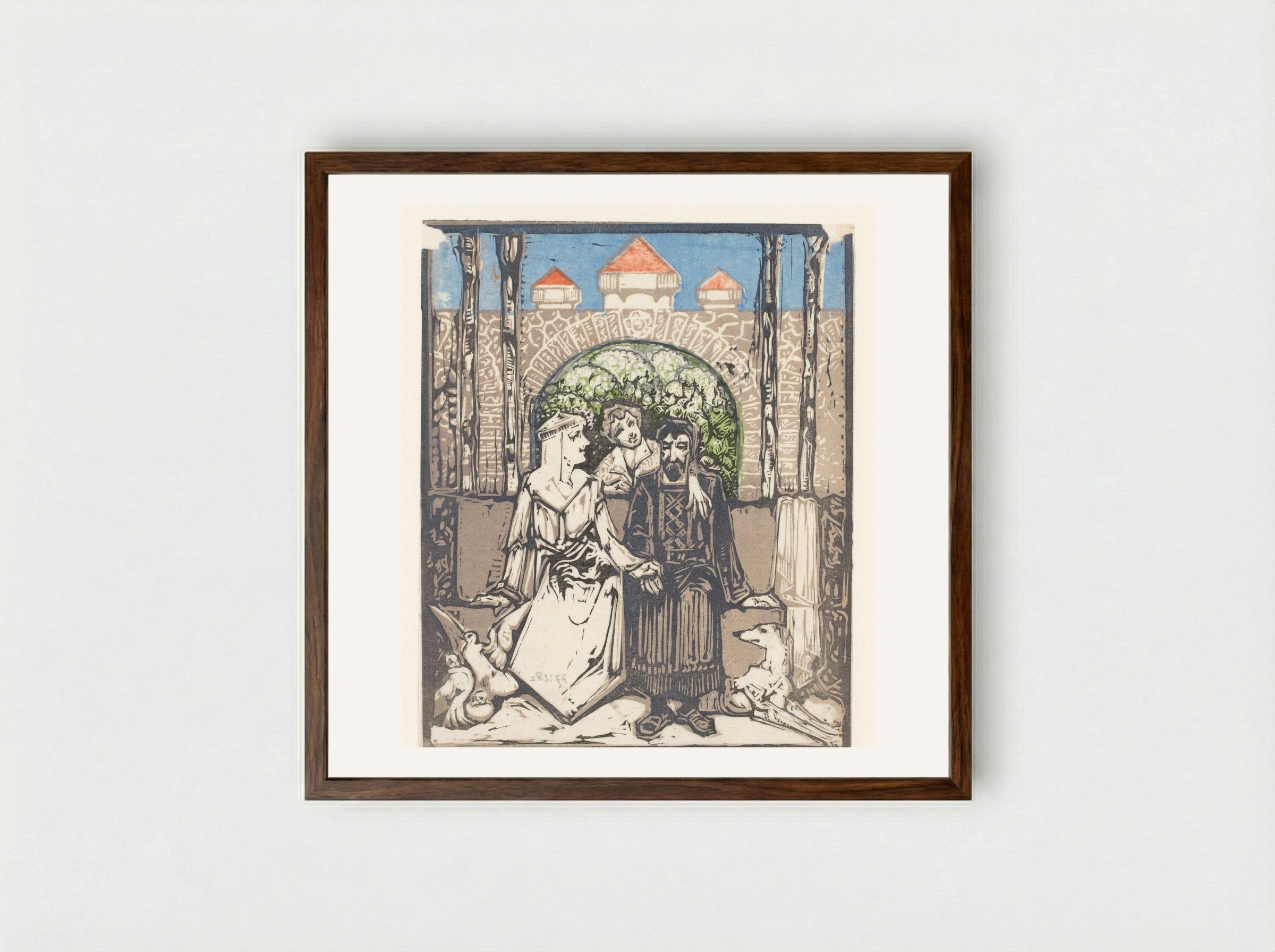 Zittend paar - Bernard Willem Wierink - Framed Print Dark Wood