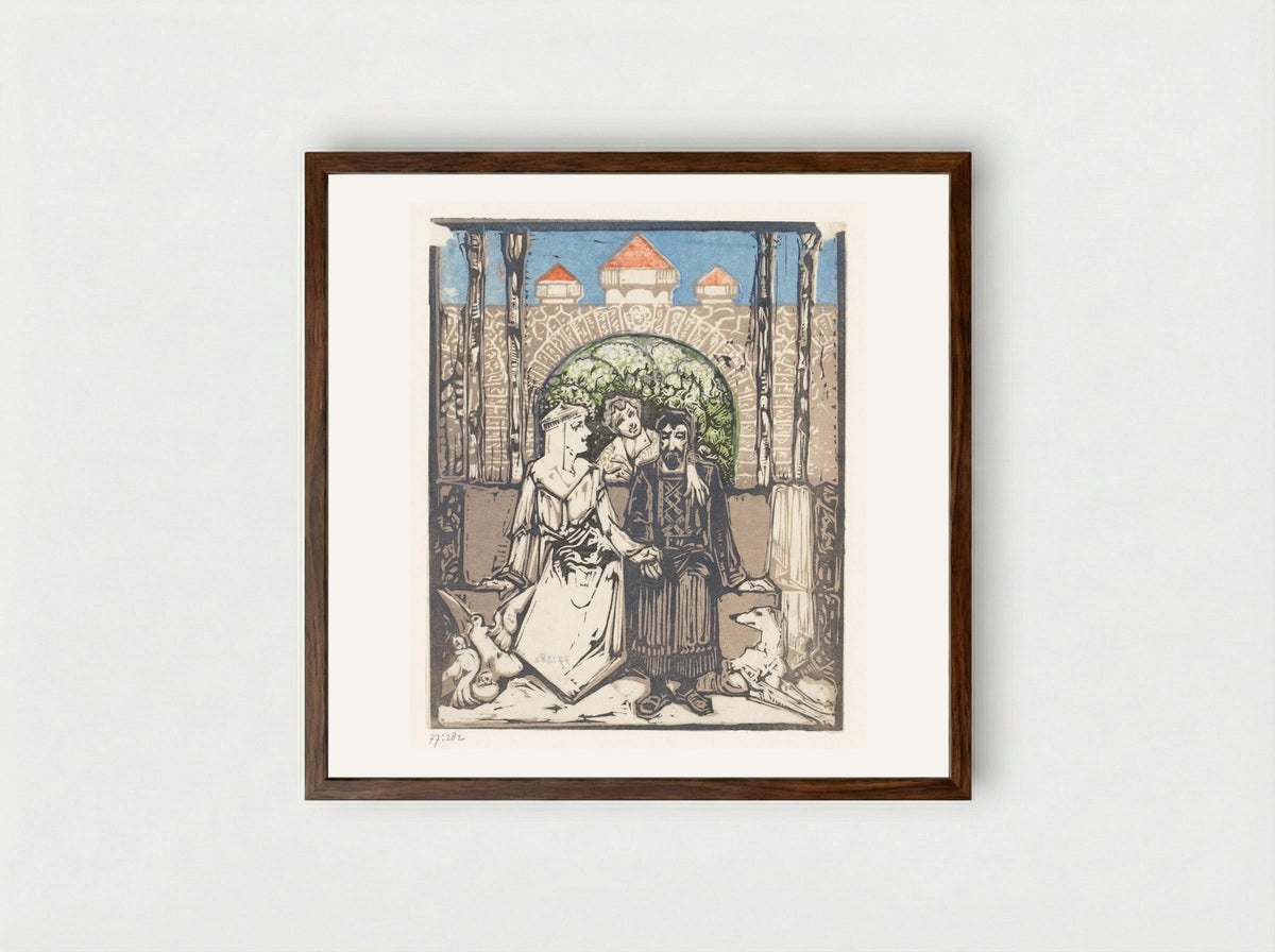 Zittend paar - Bernard Willem Wierink - Framed Print Dark Wood