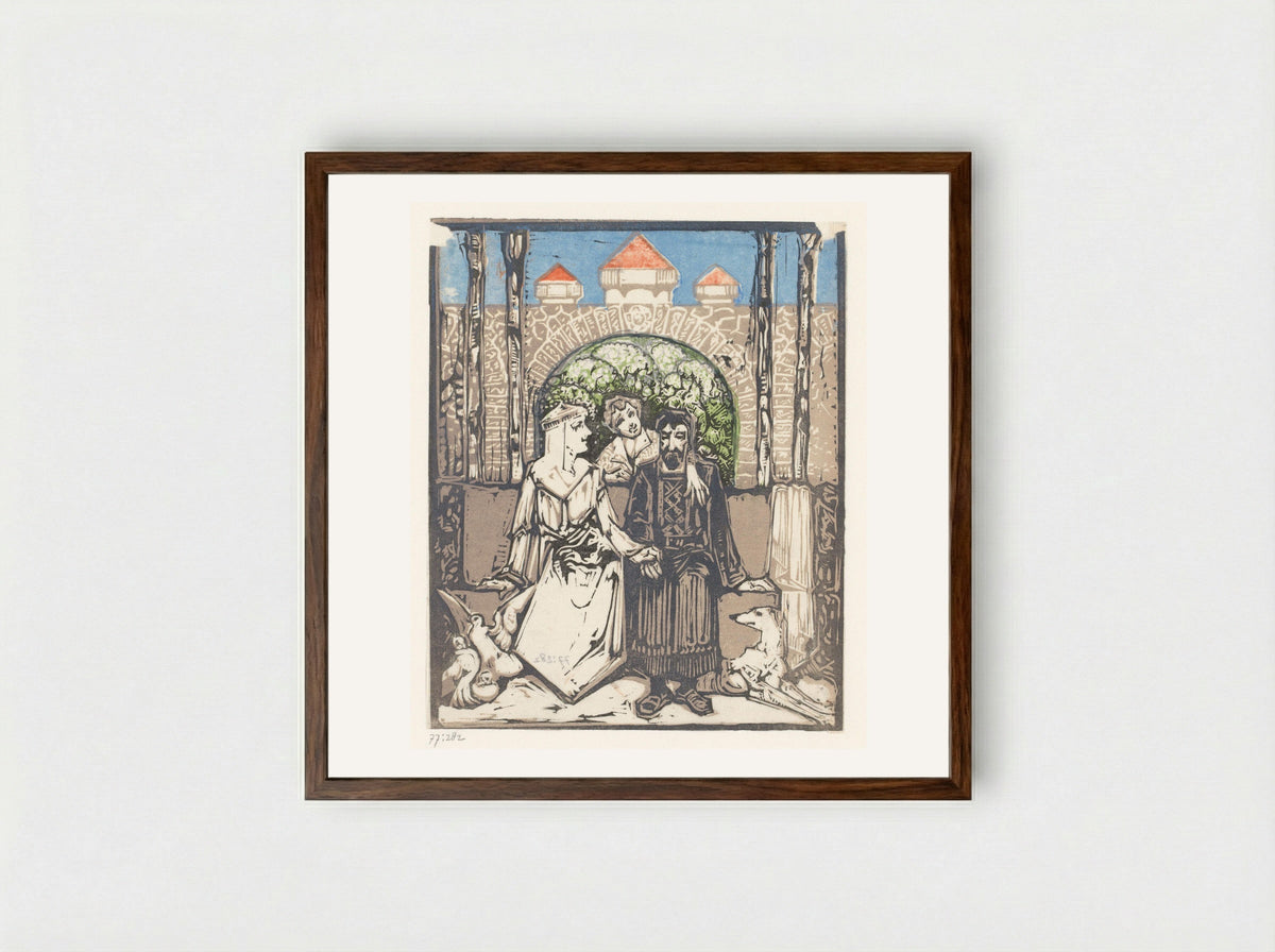 Zittend paar - Bernard Willem Wierink - Framed Print Dark Wood