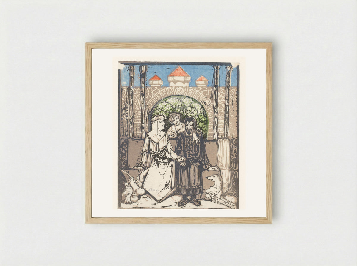 Zittend paar - Bernard Willem Wierink - Framed Print Wood