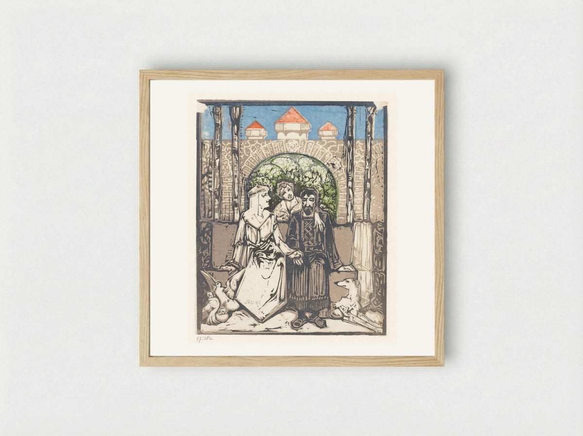Zittend paar - Bernard Willem Wierink - Framed Print Wood
