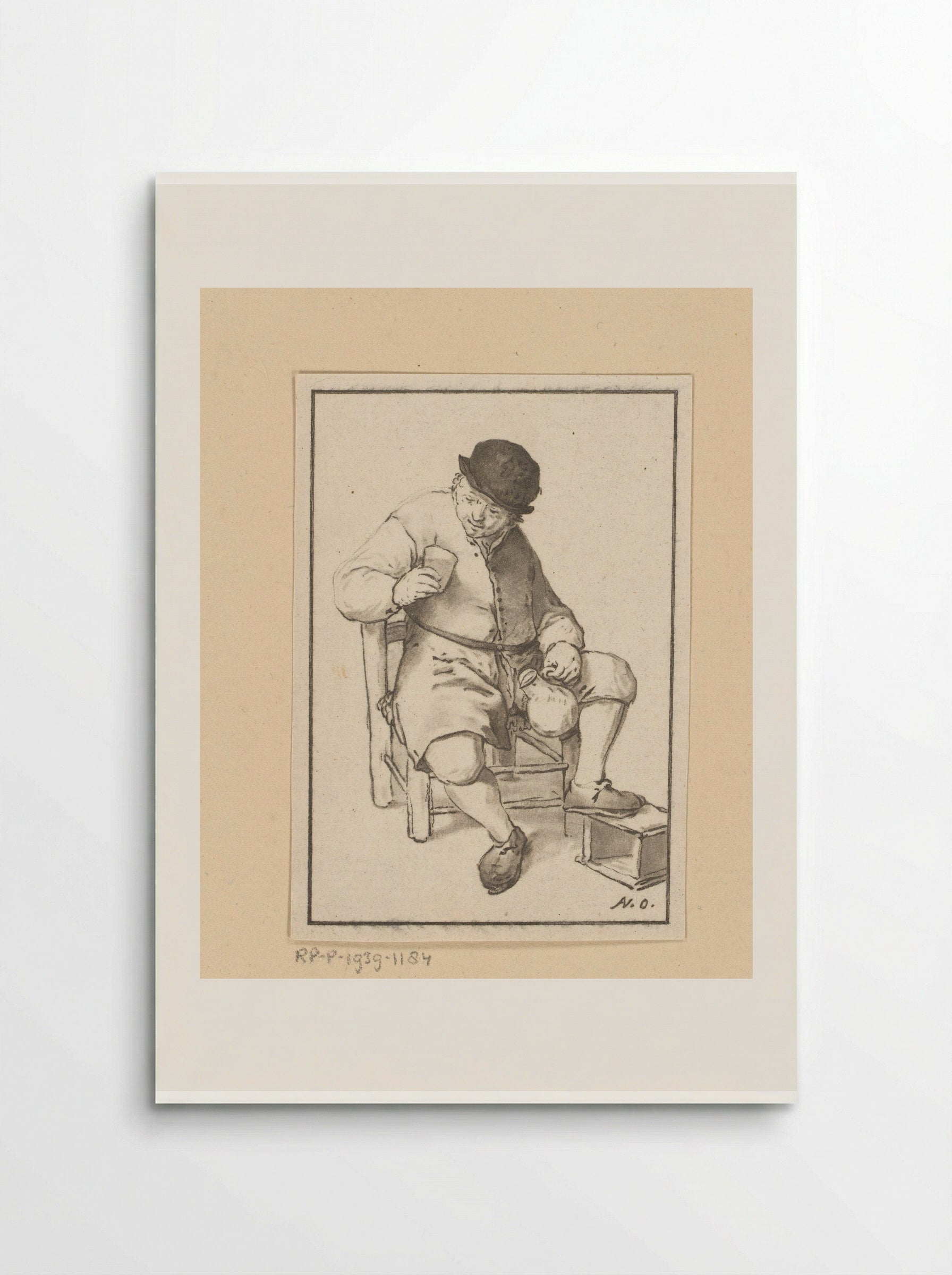 Zittende boer met kruik - Cornelis Ploos van Amstel - Poster
