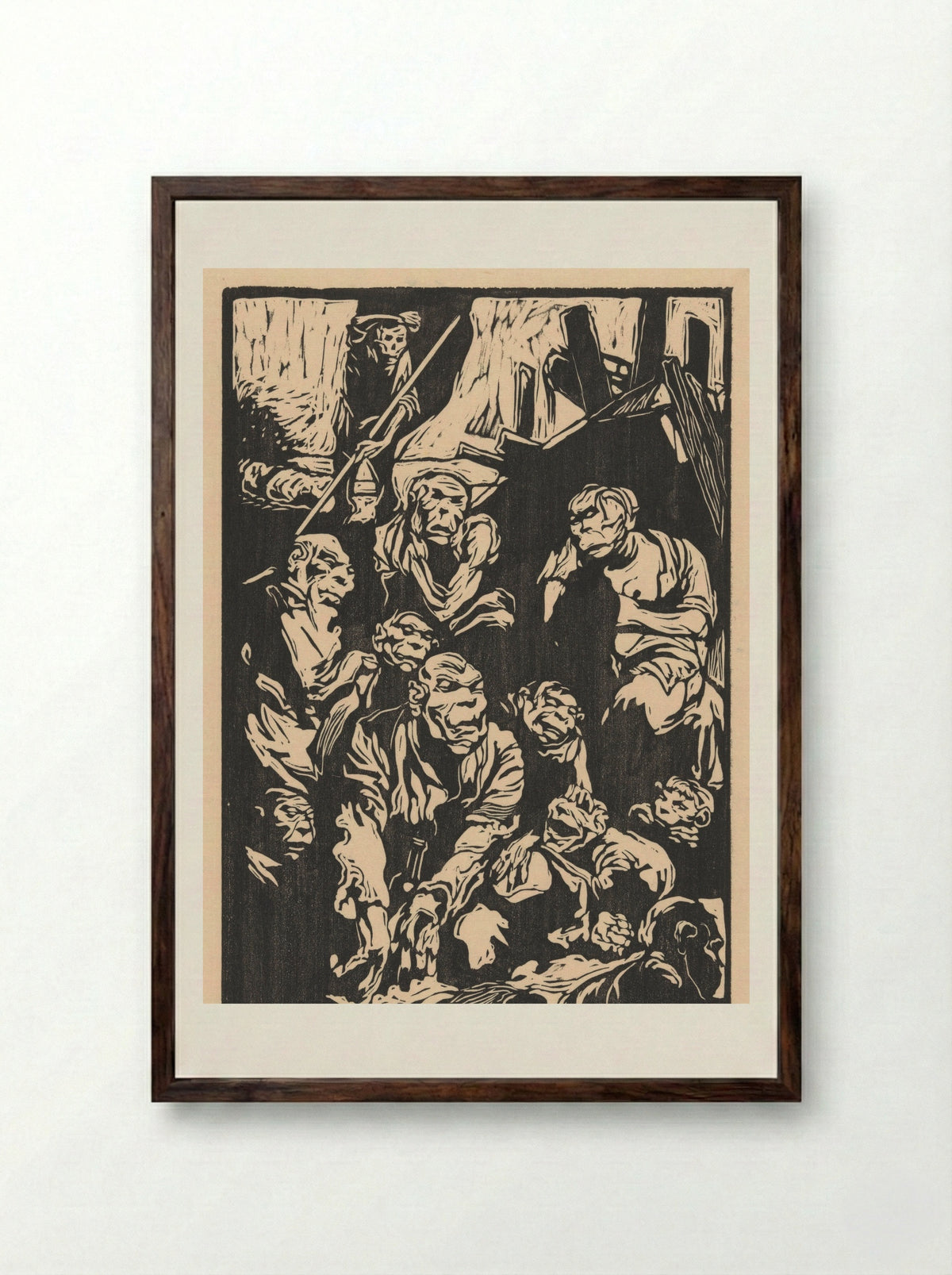 Zittende fantasiewezens - Johannes Josephus Aarts - Framed Print Dark Wood