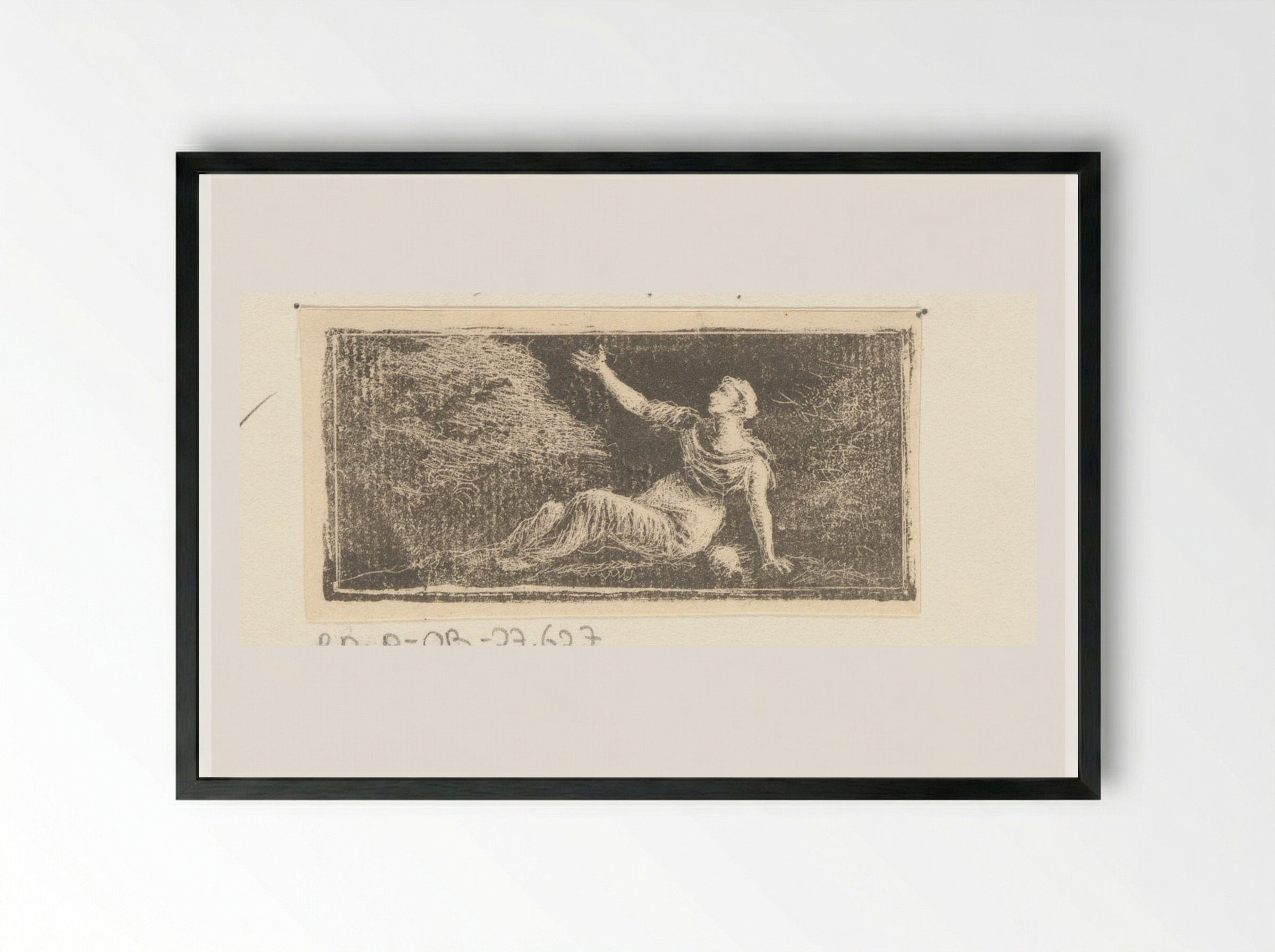 Zittende figuur die haar arm uitstrekt - Pieter Bartholomeusz. Barbiers - Framed Print Black