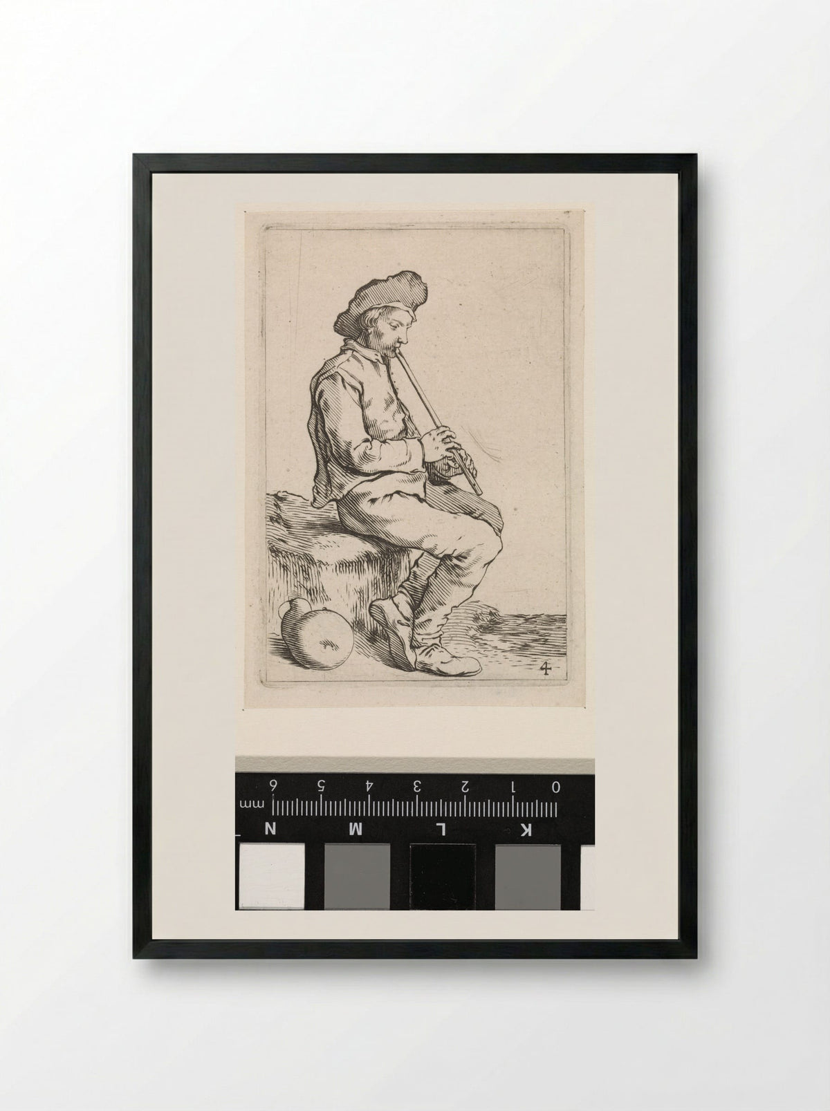 Zittende jonge man met fluit - Cornelis Saftleven - Framed Print Black