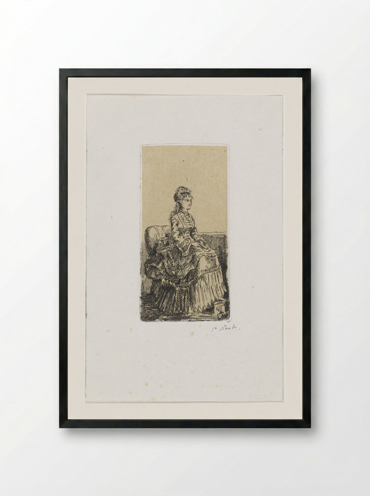 Zittende jonge vrouw - Victor de Stuers - Framed Print Black