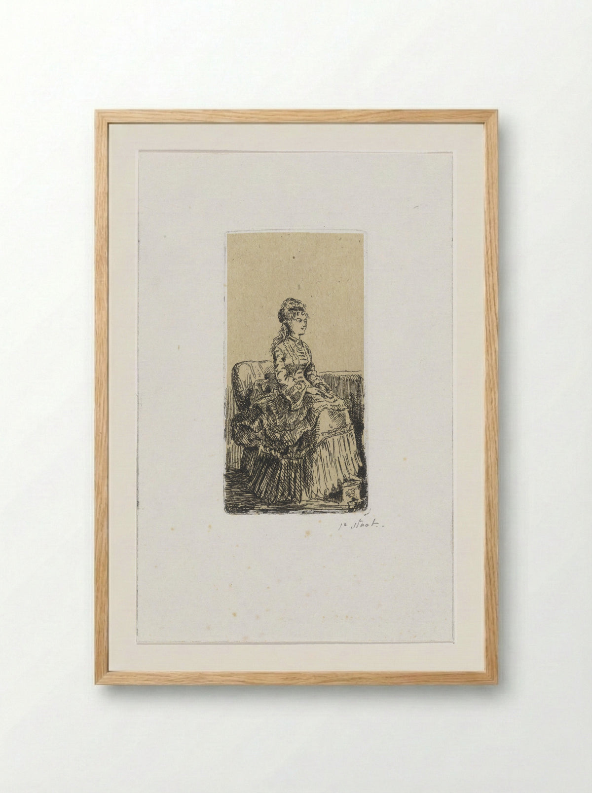 Zittende jonge vrouw - Victor de Stuers - Framed Print Wood