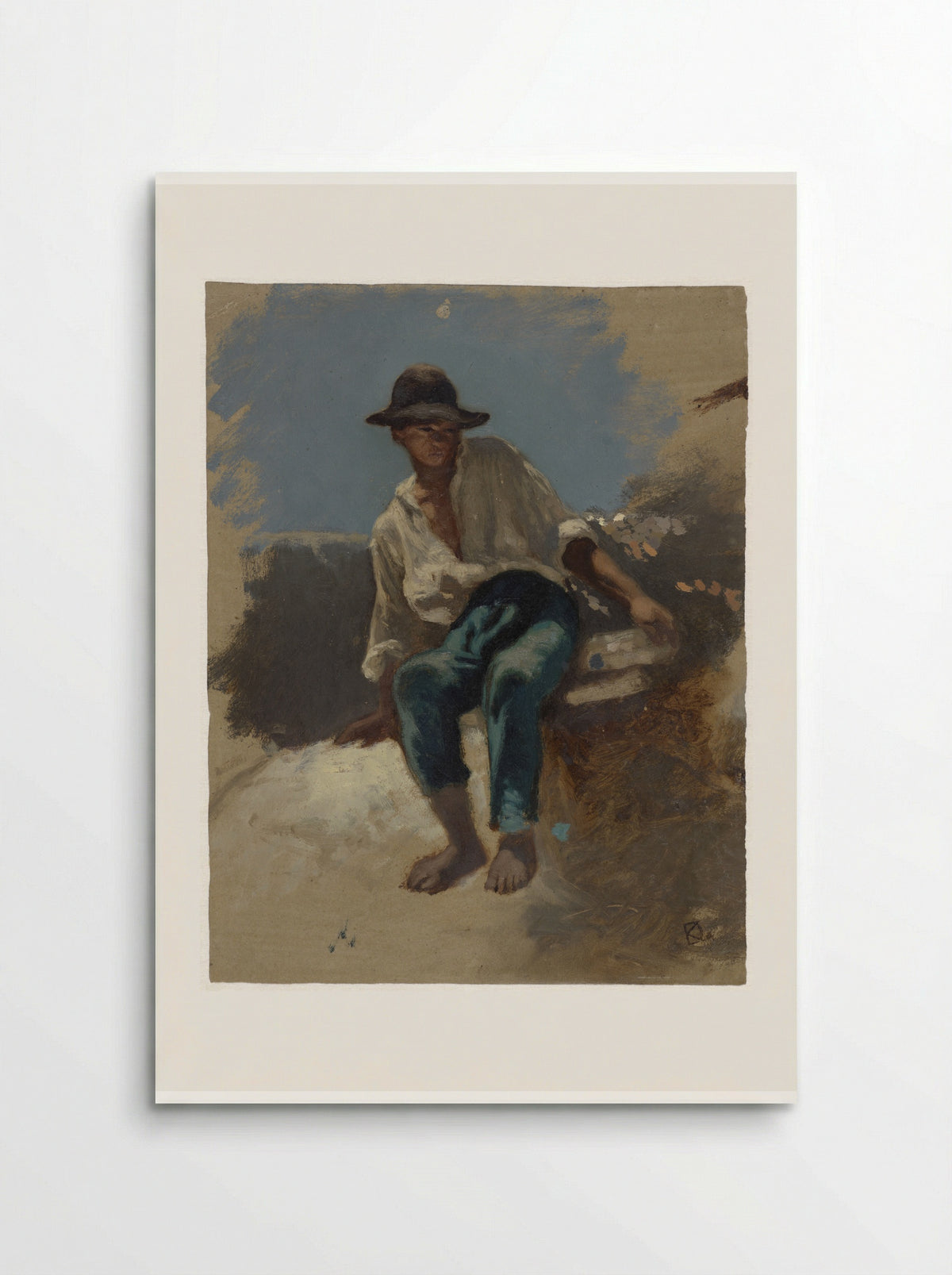 Zittende jongeman met vilten hoed op - Johan Daniël Koelman - Poster