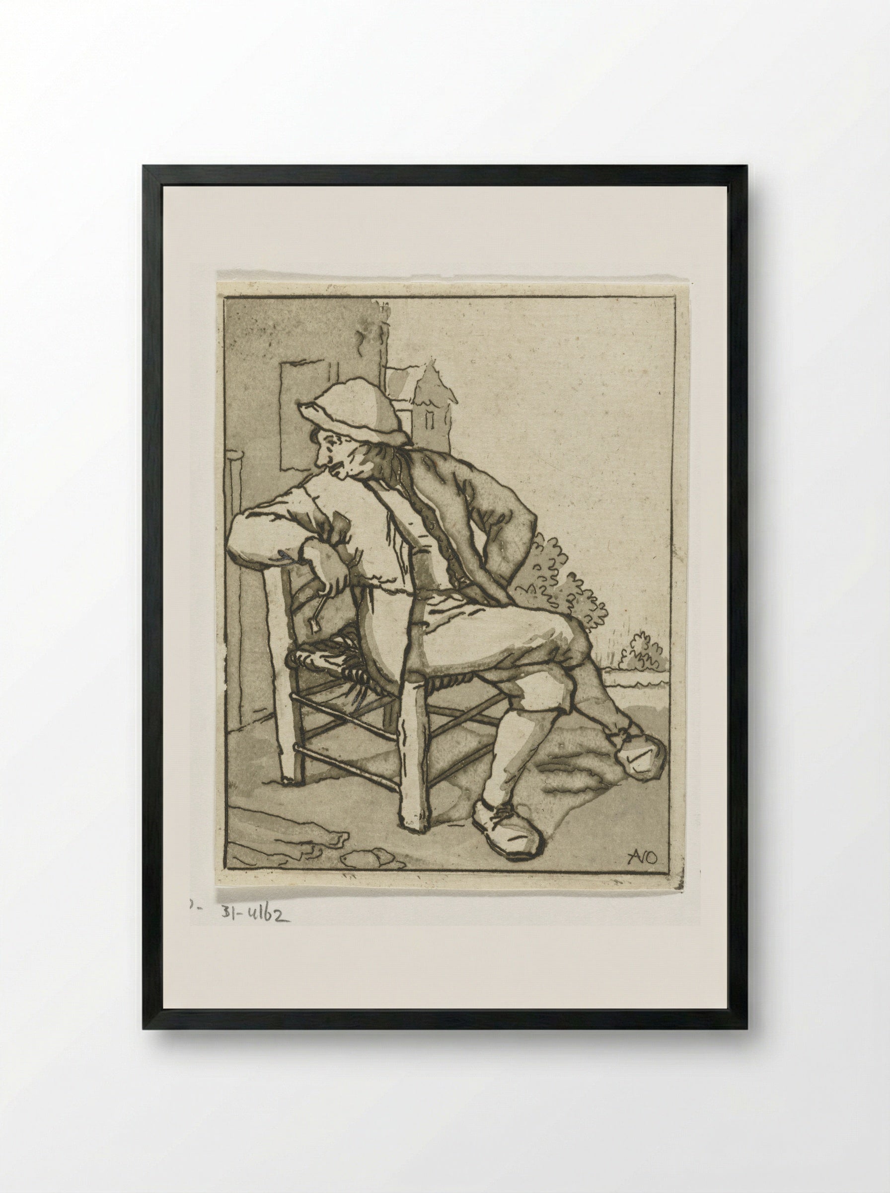 Zittende man (Seated Man) - Anthonie van den Bos - Framed Print Black