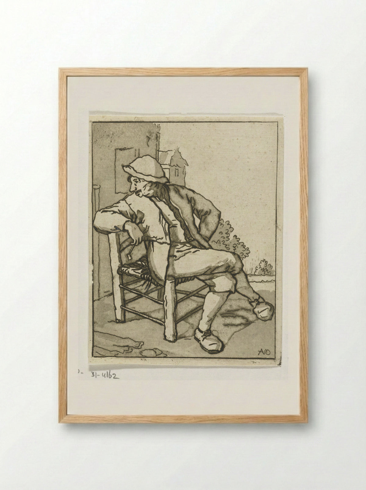 Zittende man (Seated Man) - Anthonie van den Bos - Framed Print Wood