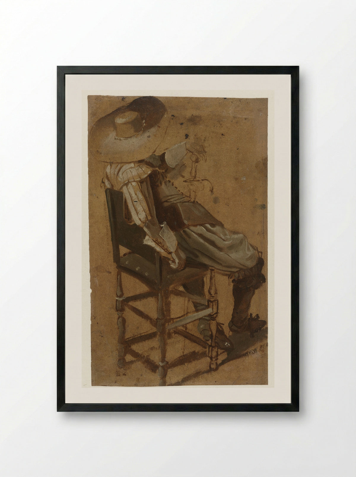 Zittende man met zwaard - Dirck Hals - Framed Print Black