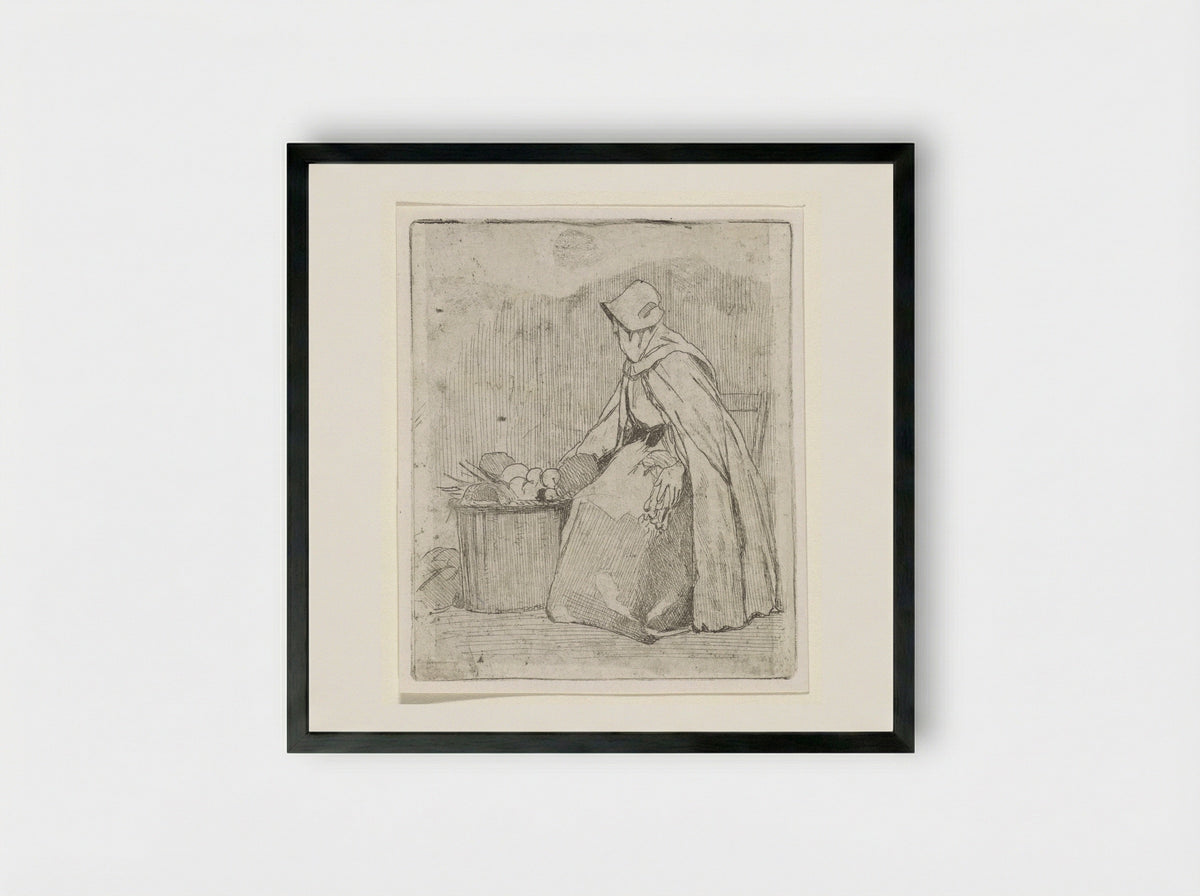 Zittende marktvrouw (Seated Market Woman) - Jan Weissenbruch - Framed Print Black