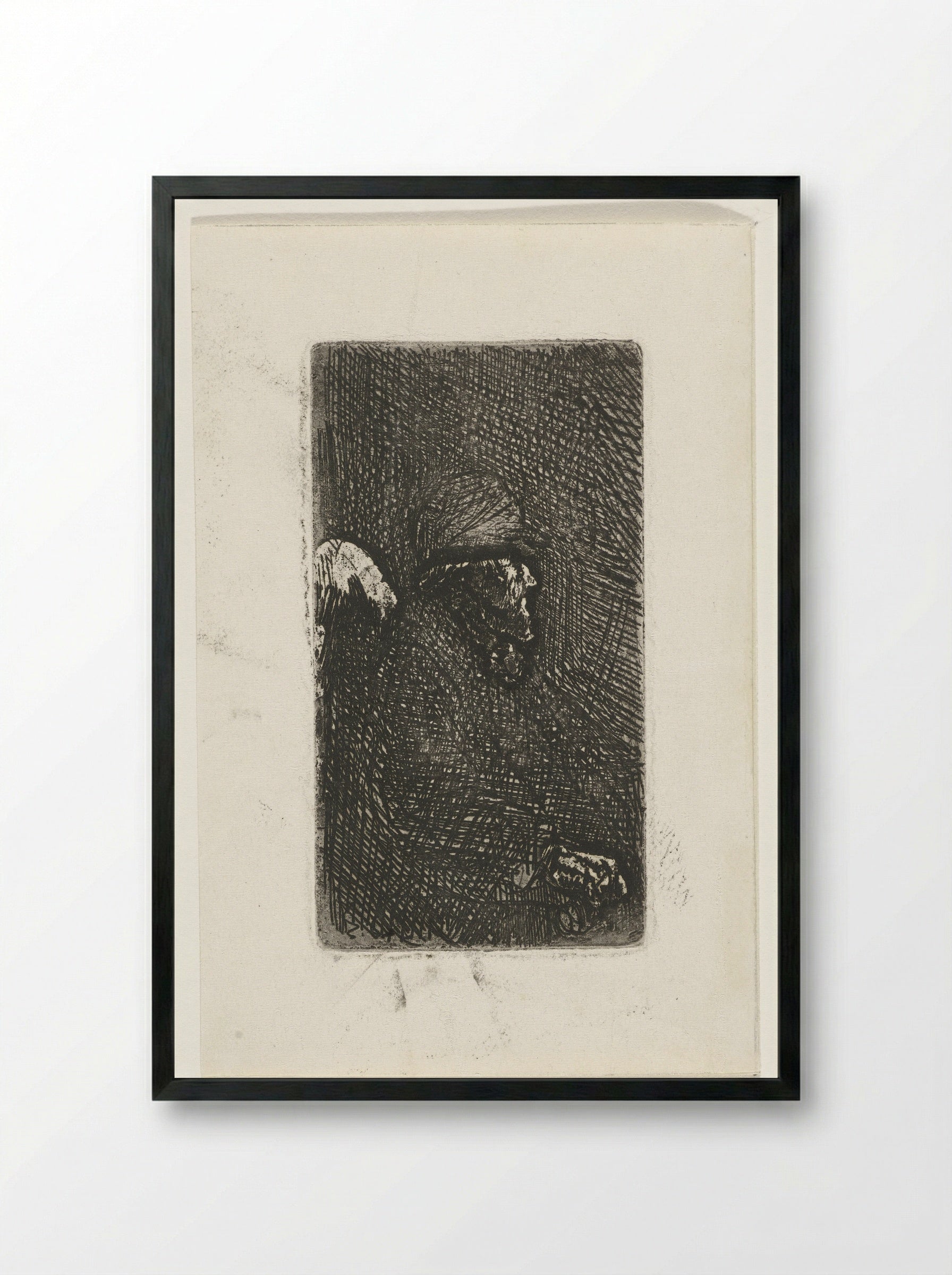 Zittende oude man - Jozef Israëls - Framed Print Black