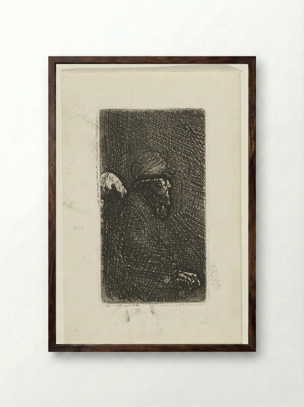 Zittende oude man - Jozef Israëls - Framed Print Dark Wood