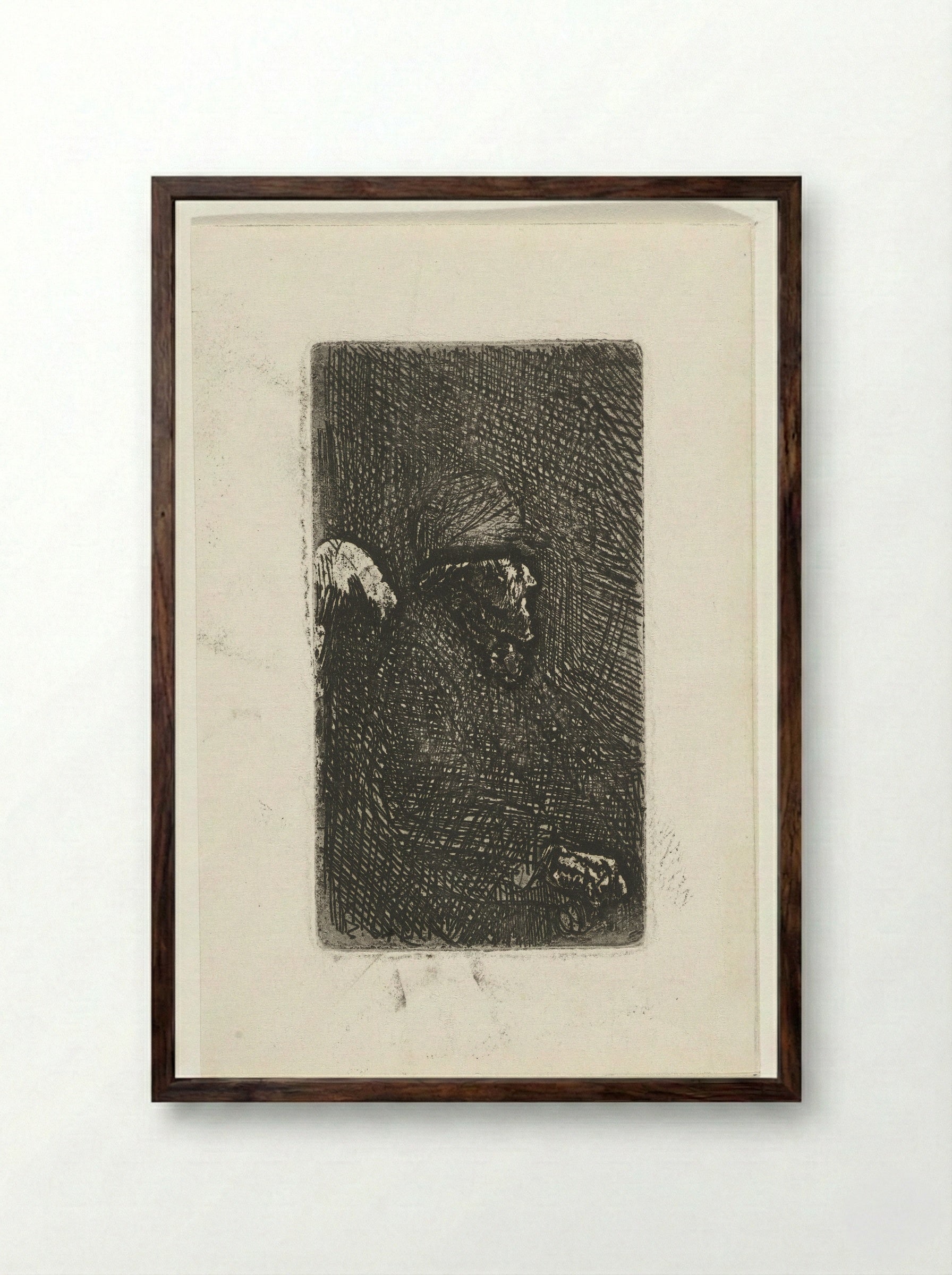 Zittende oude man - Jozef Israëls - Framed Print Dark Wood