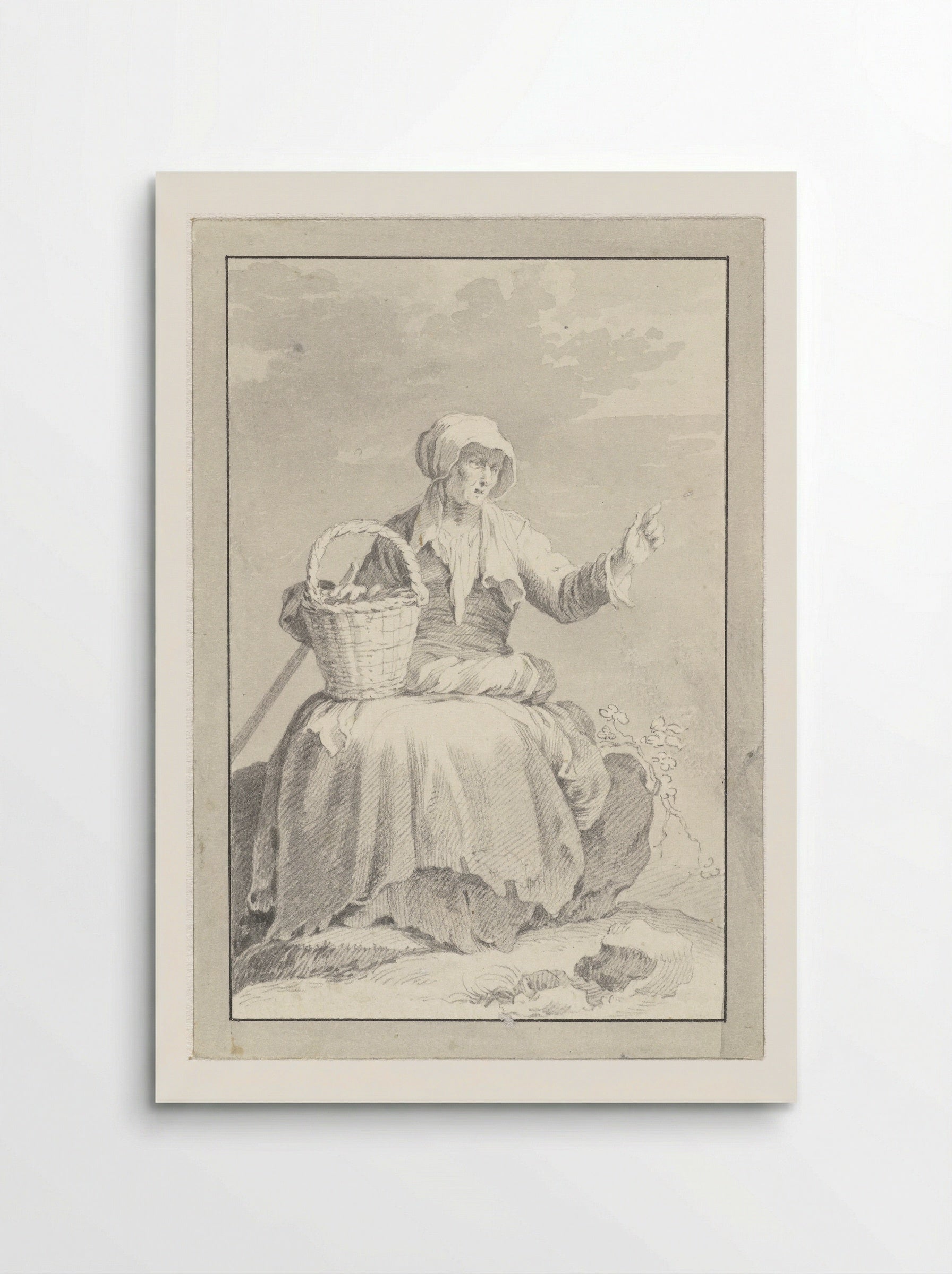 Zittende oude vrouw met geheven hand - Cornelis Pronk - Poster