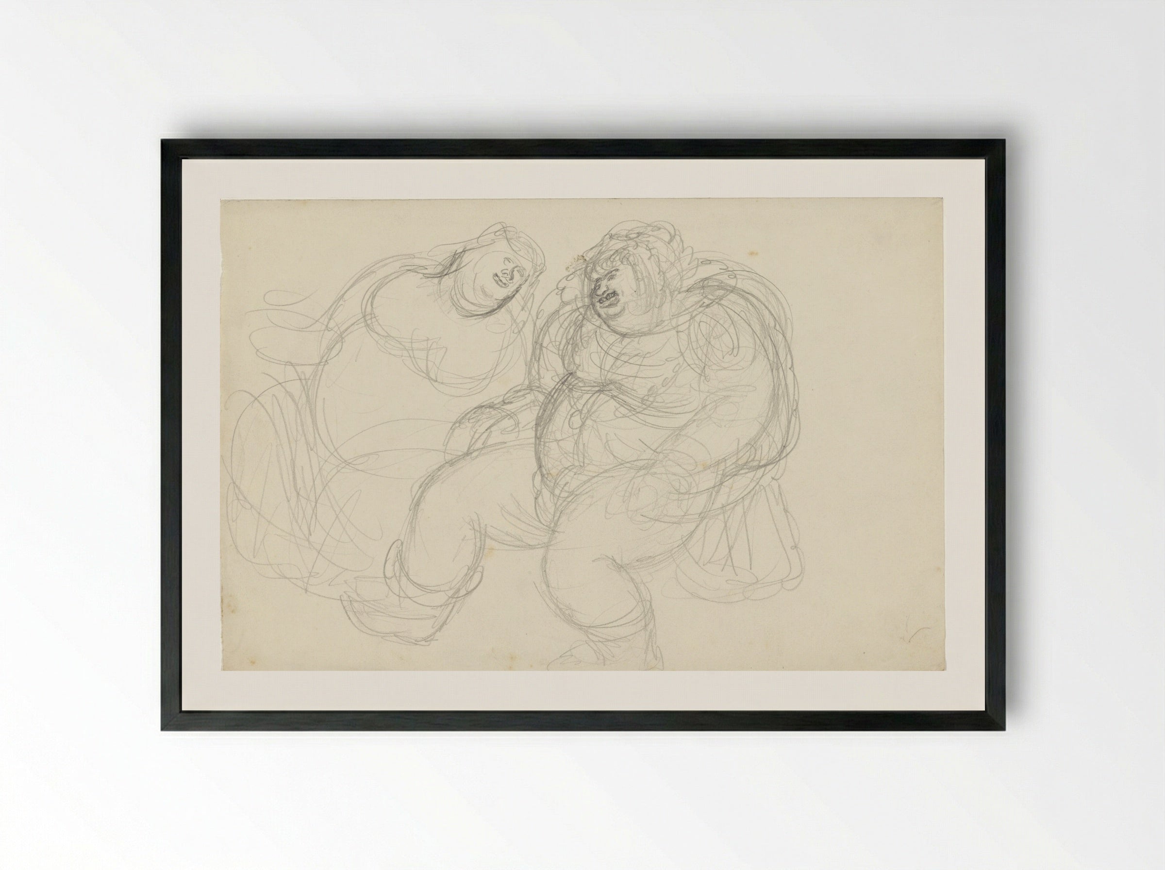 Zittende reus en reuzin - Henk Henriët - Framed Print Black