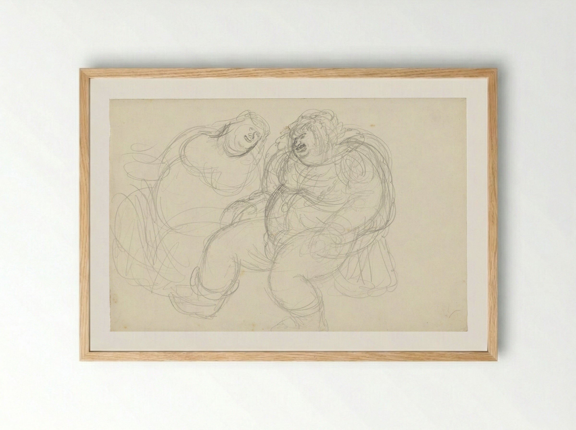 Zittende reus en reuzin - Henk Henriët - Framed Print Wood