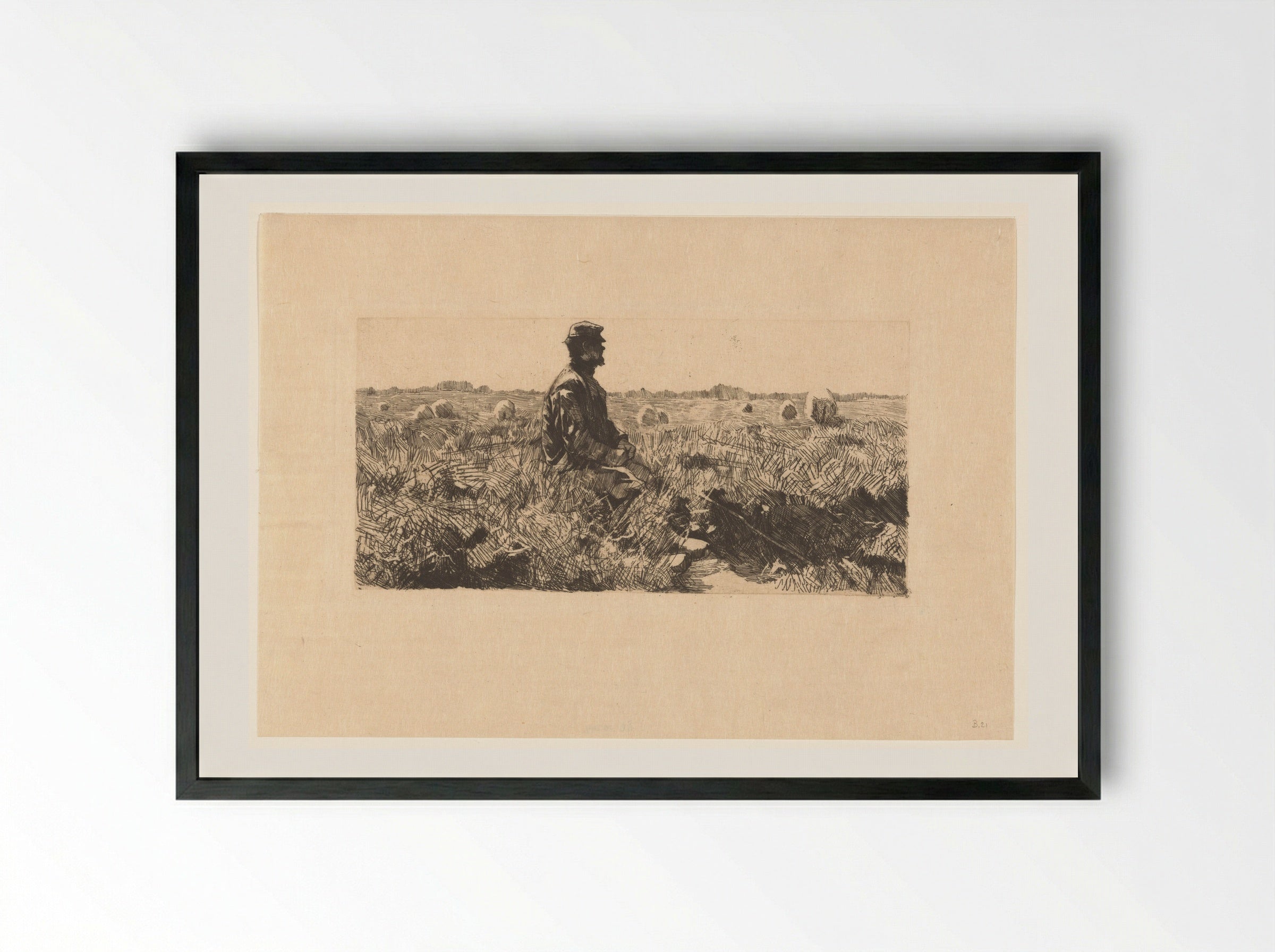 Zittende schaapherder (Seated Shepherd) - Willem Witsen - Framed Print Black