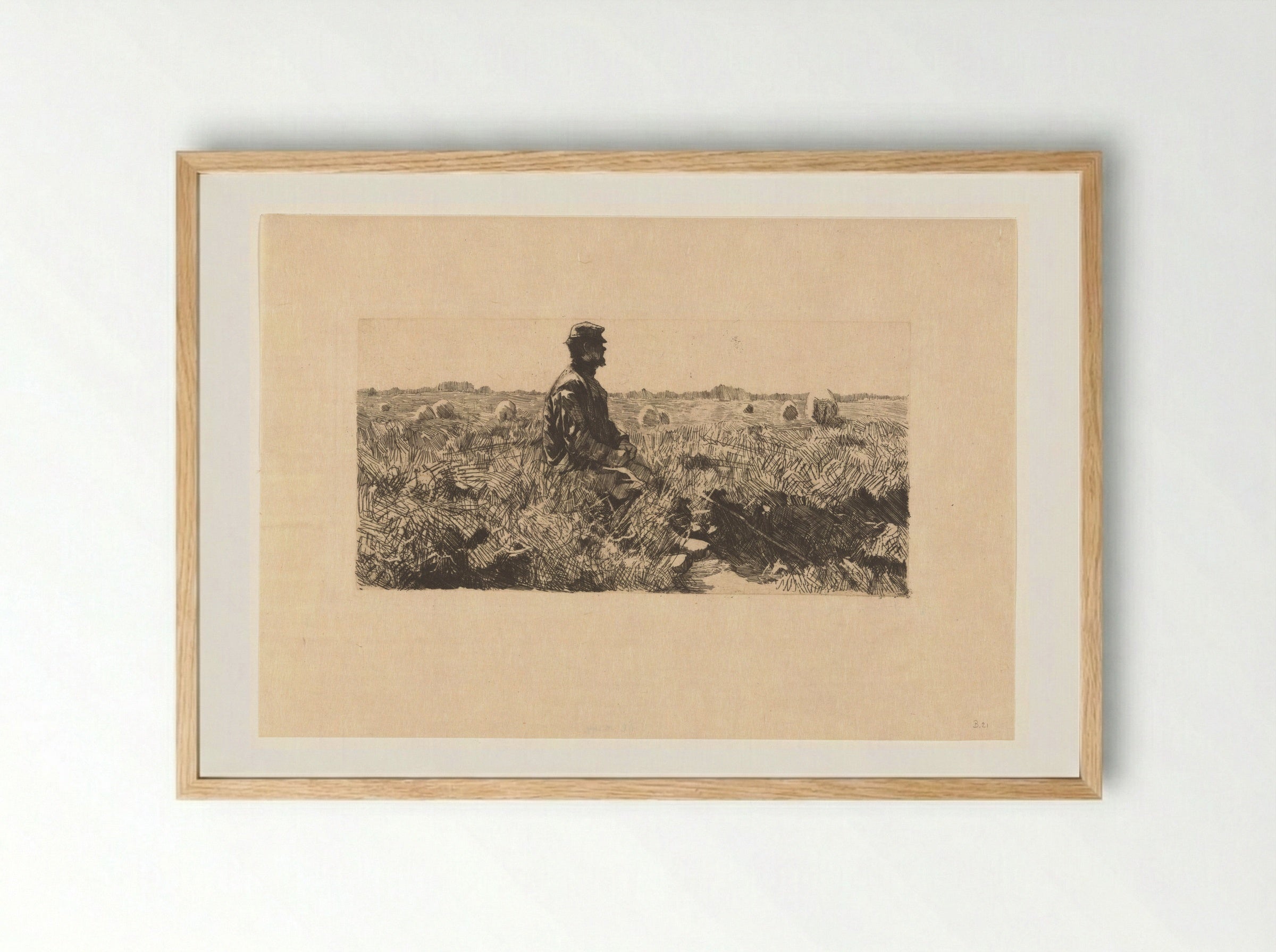 Zittende schaapherder (Seated Shepherd) - Willem Witsen - Framed Print Wood