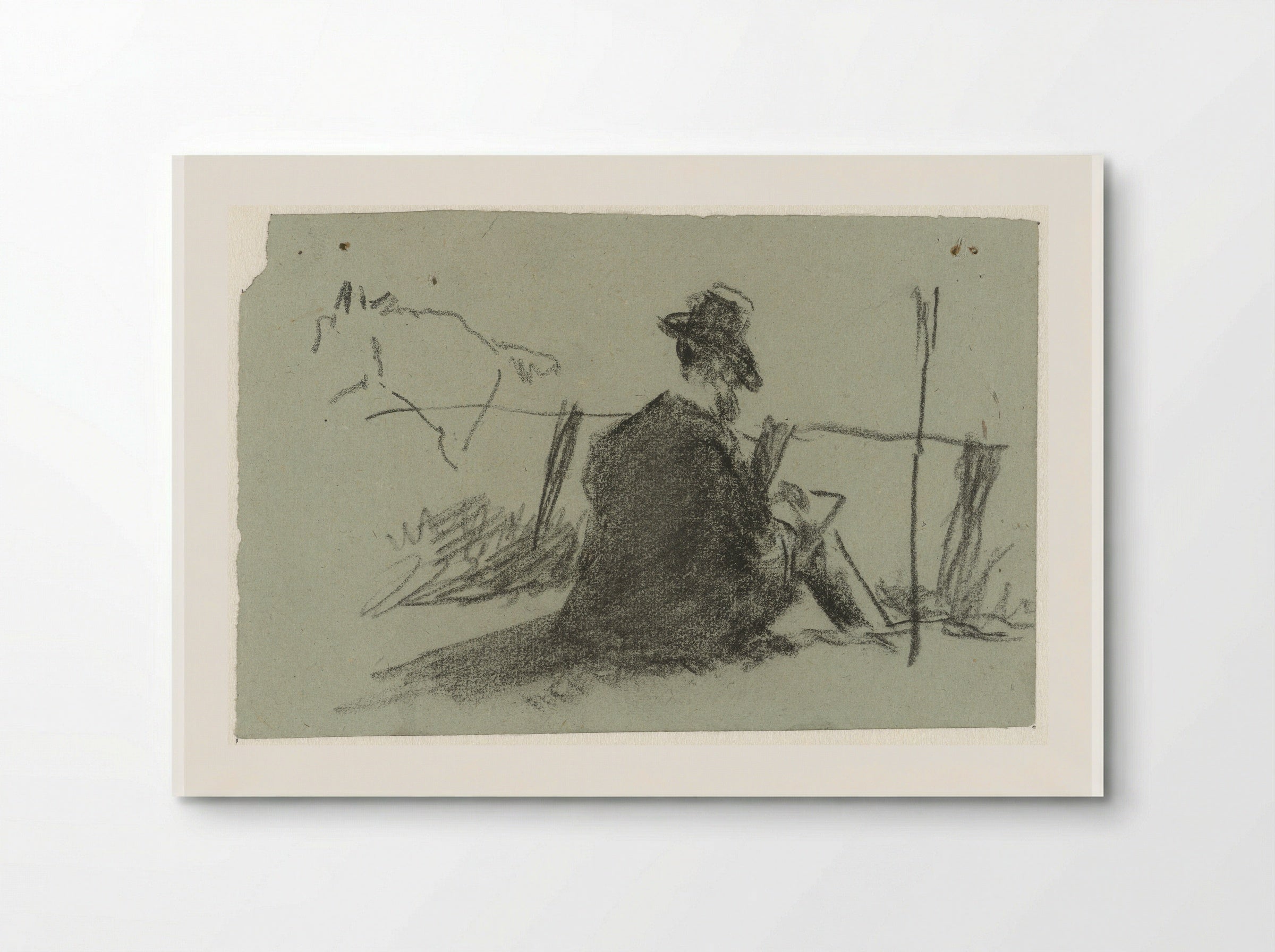Zittende tekenaar in landschap - Guillaume Anne van der Brugghen - Poster