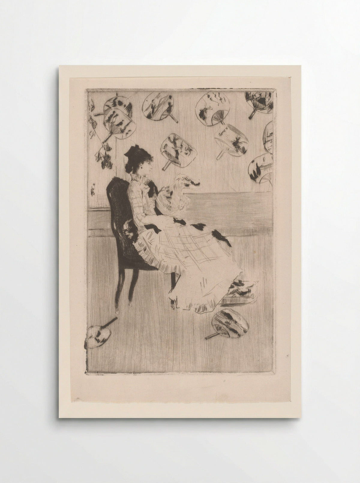 Zittende vrouw, omringd door Japanse waaiers - Norbert Goeneutte - Poster
